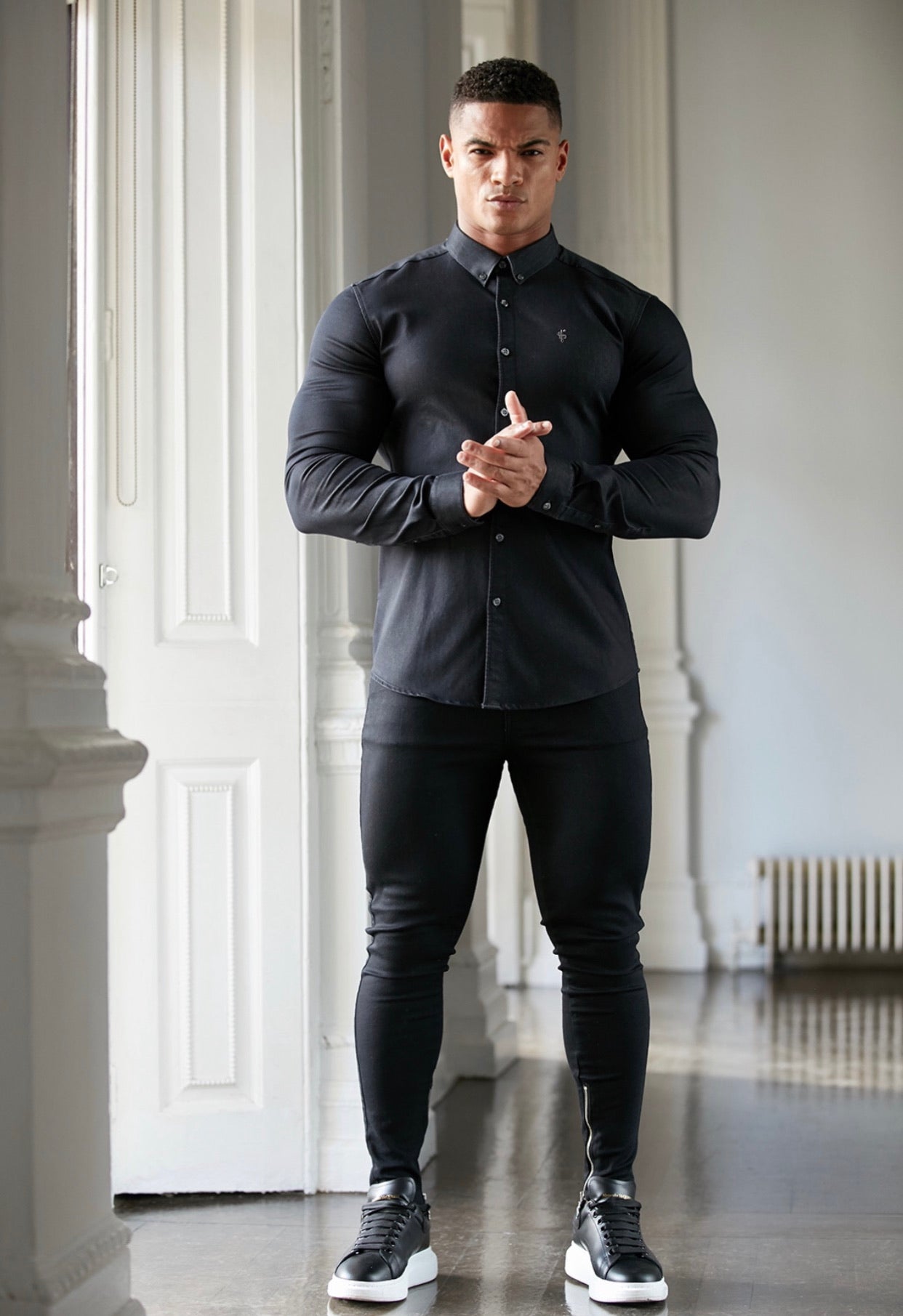 Zipped Ankle Slim Stretch Black Jeans - FSH235