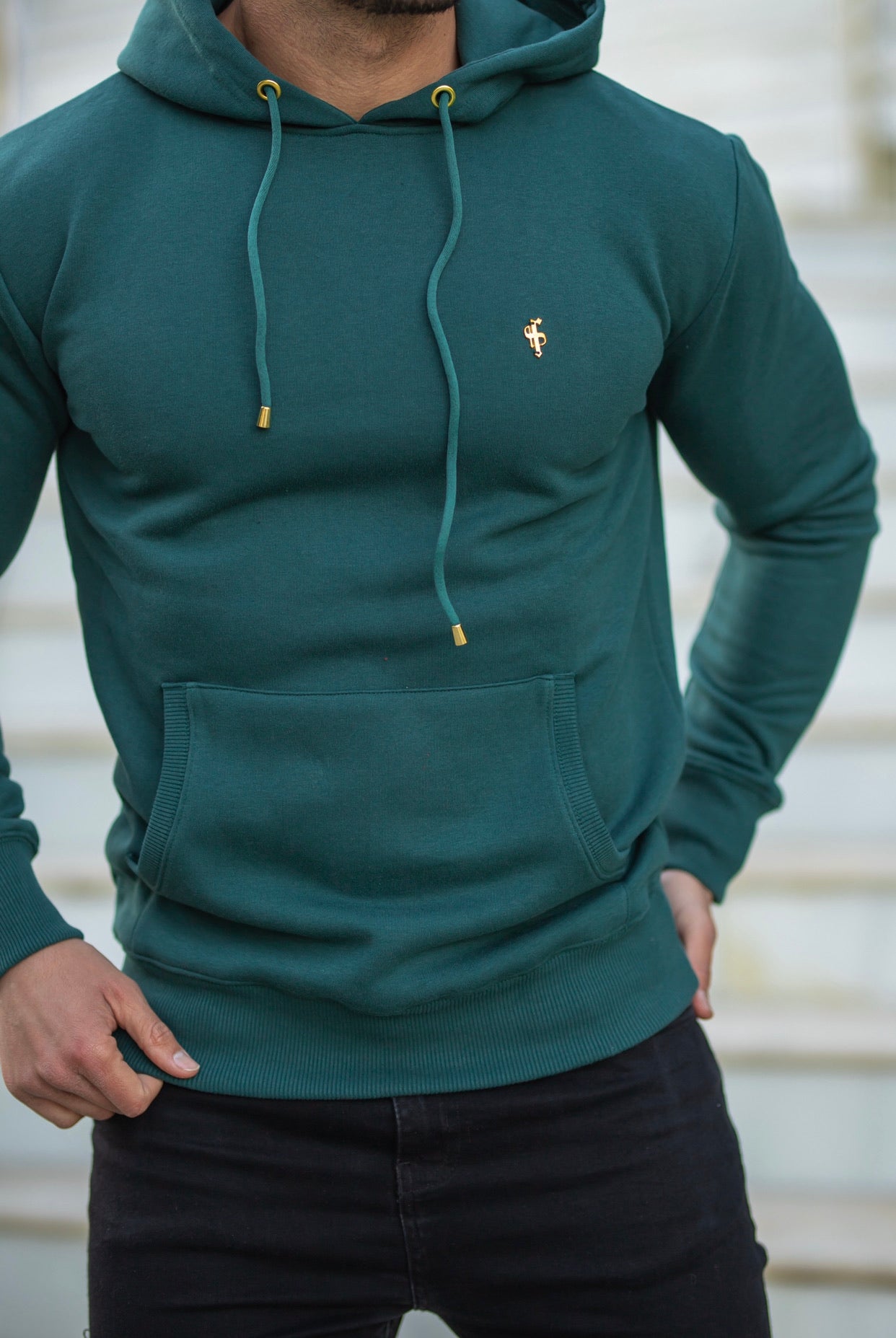 Forest Green & Gold Overhead Hoodie Jumper - FSH548