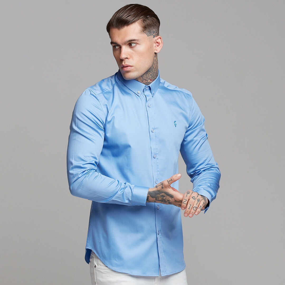 Classic Button Down Light Blue Luxe Egyptian Cotton - FS495 (LAST CHANCE)