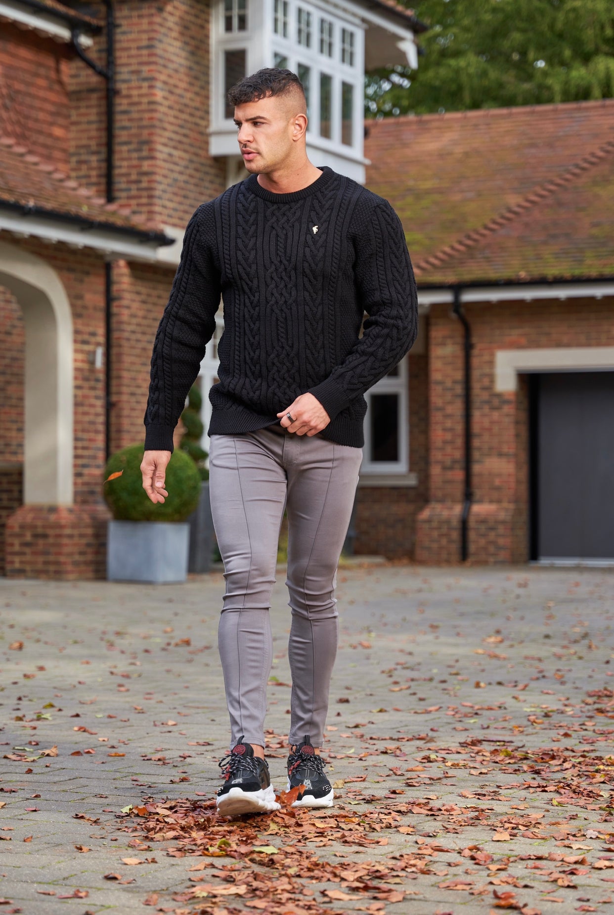 Father Sons Slim Stretch Slate Grey Sateen Pintuck Pants - FSH716