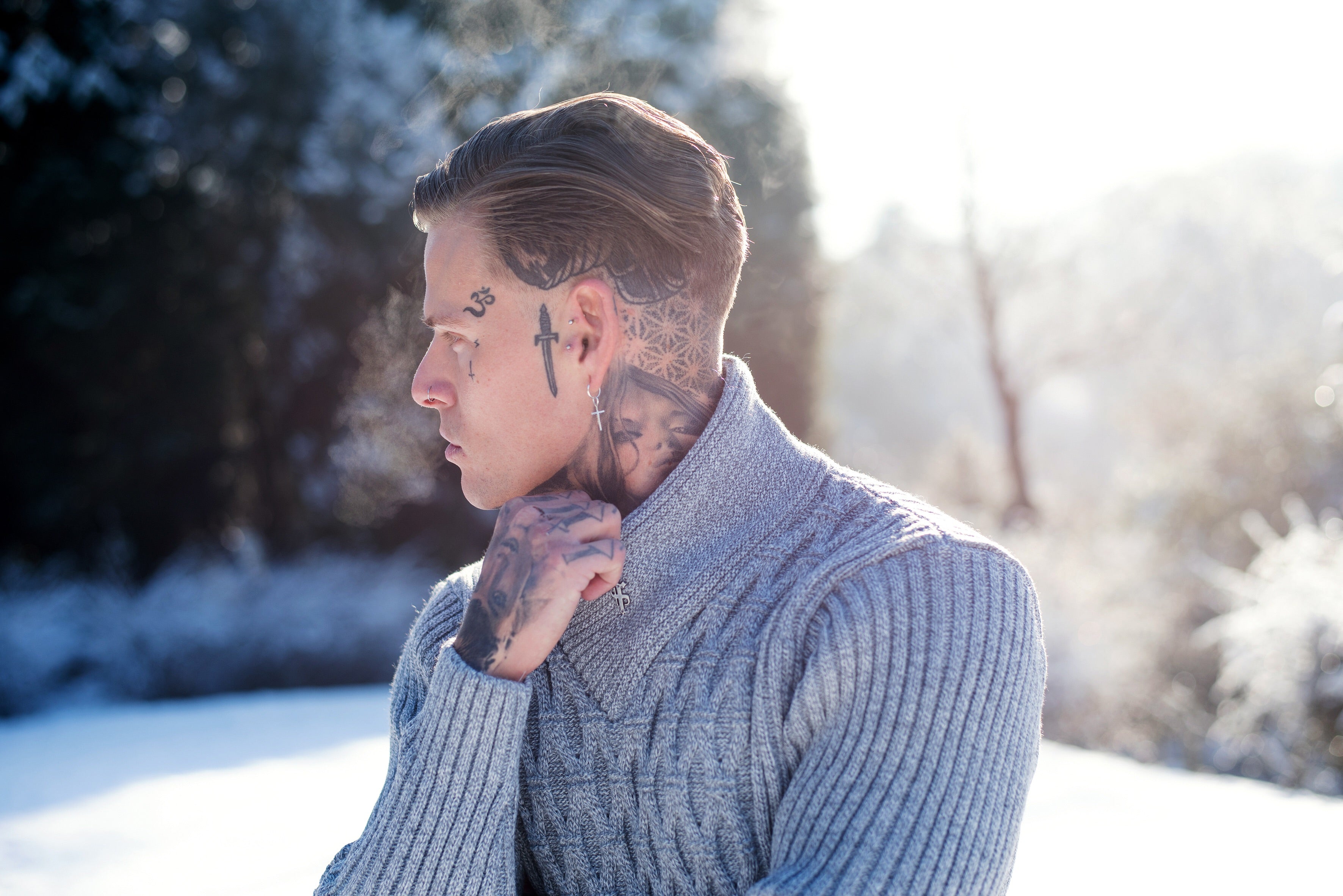 Father Sons Chunky Cable Knit Grey and White Sweater - FSJ005