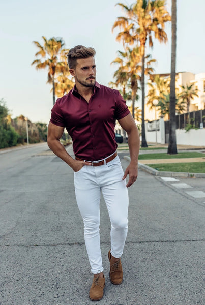 Father Sons Slim Stretch White Sateen Pants - FSH529