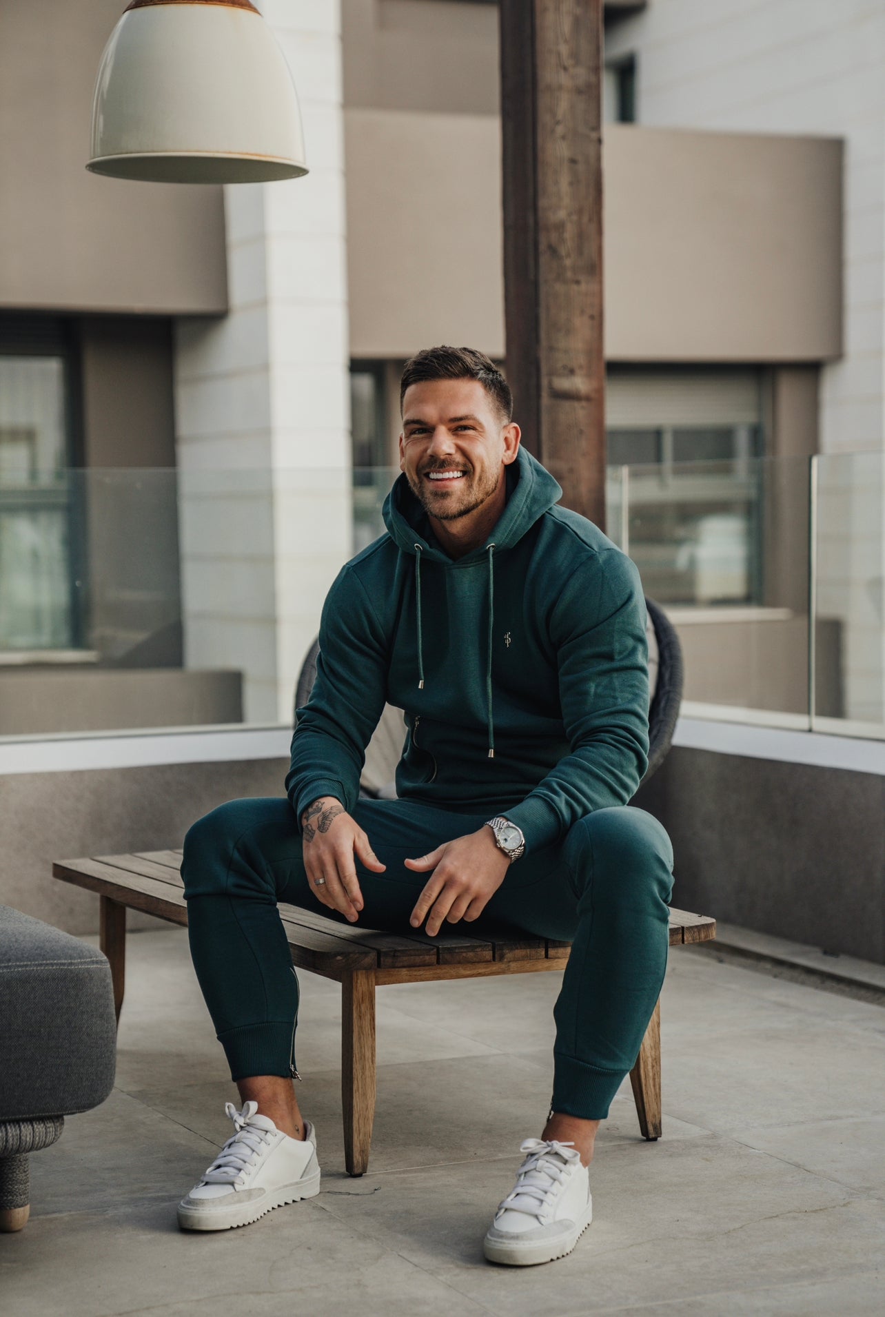 Burgundy / Silver Overhead Hoodie Top with Zipped Pockets - Silver Zips