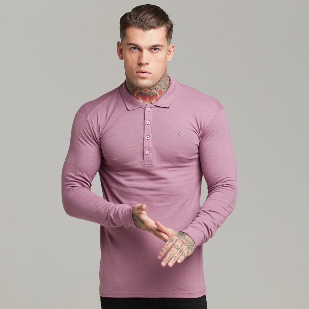 Classic Lavender Long Sleeve Polo Shirt - FSH307