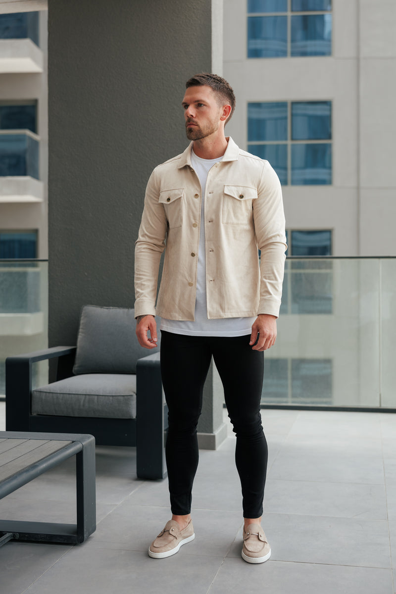 FS Suede Feel Button Up Jacket Beige / Gold - FSN219