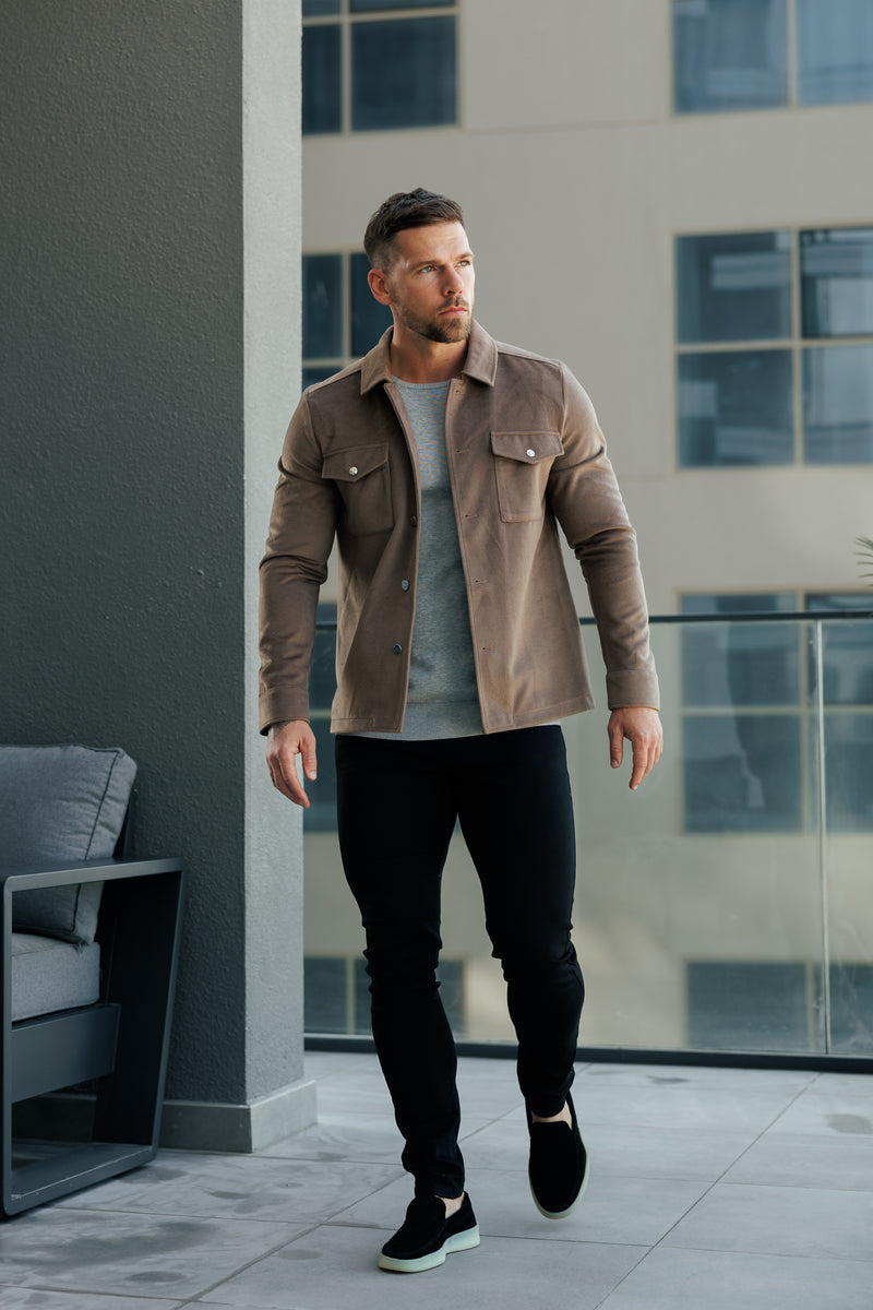 FS Brushed Button Up Plain Jacket Taupe - FSN184 (PRE ORDER 15TH DECEMBER) 