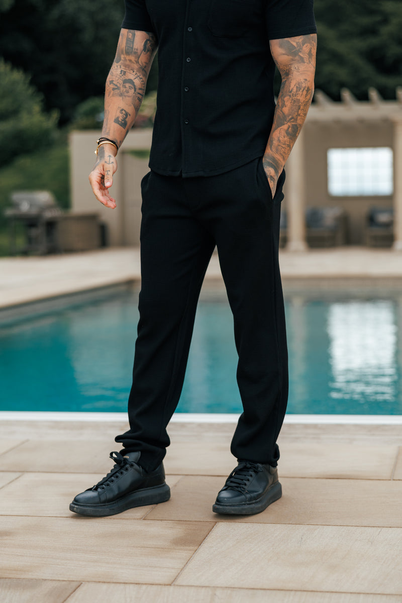 Father Sons Jersey Cord Slim Black Trousers - FSR016