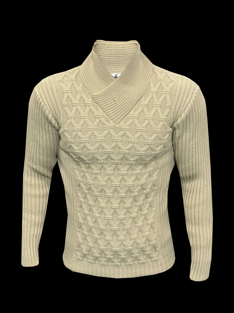 Father Sons Chunky Cable Knit Beige Sweater - FSJ062
