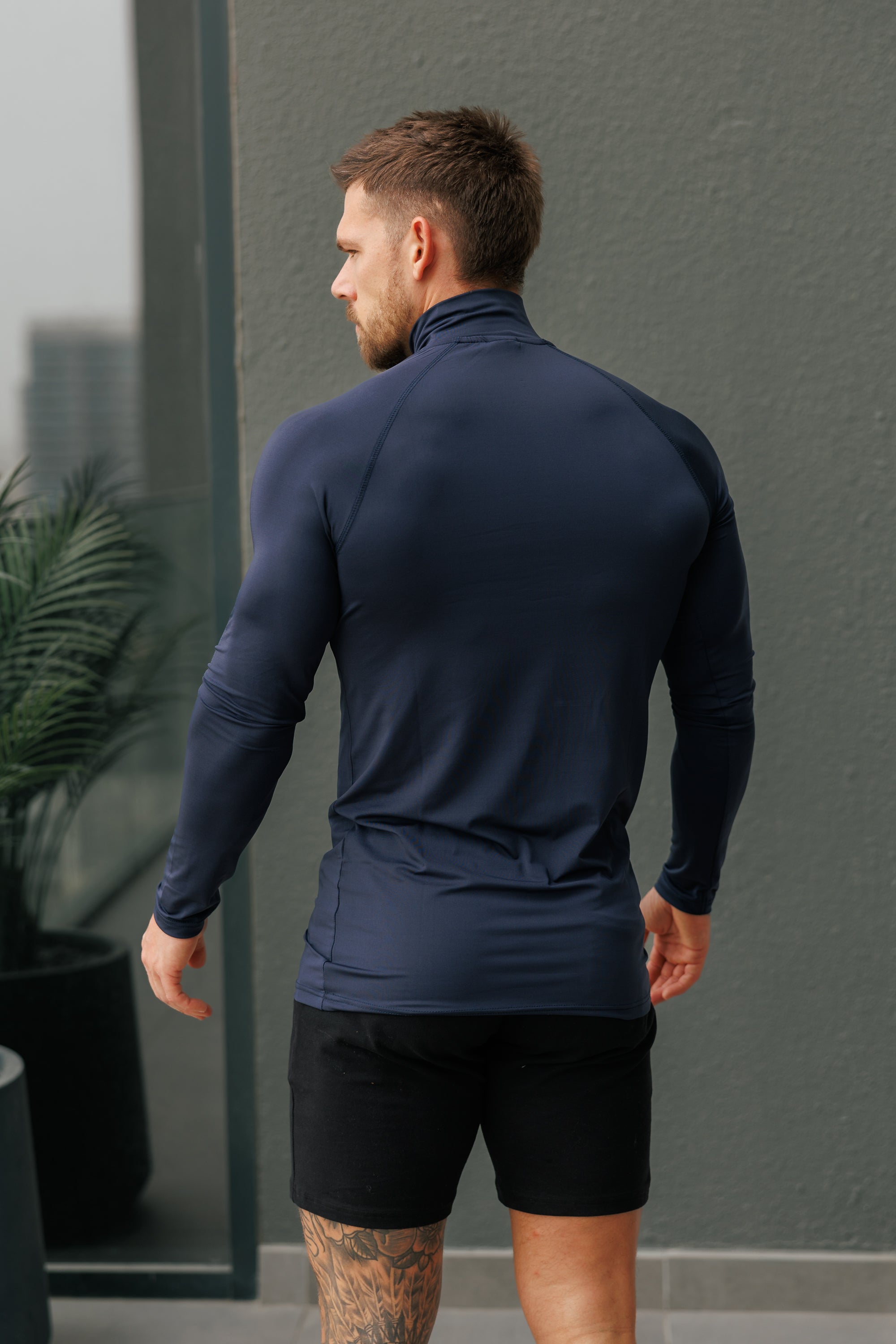 LS Navy Half Zip Gym Top - FSH1282