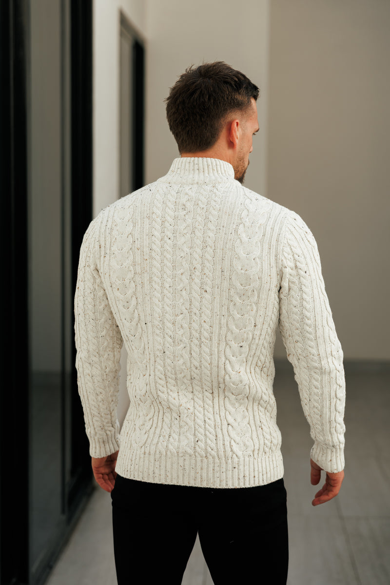 Father Sons Funnel Neck Full Zip Cardigan Beige Fleck -  FSJ148 (PRE ORDER 21ST DECEMBER)