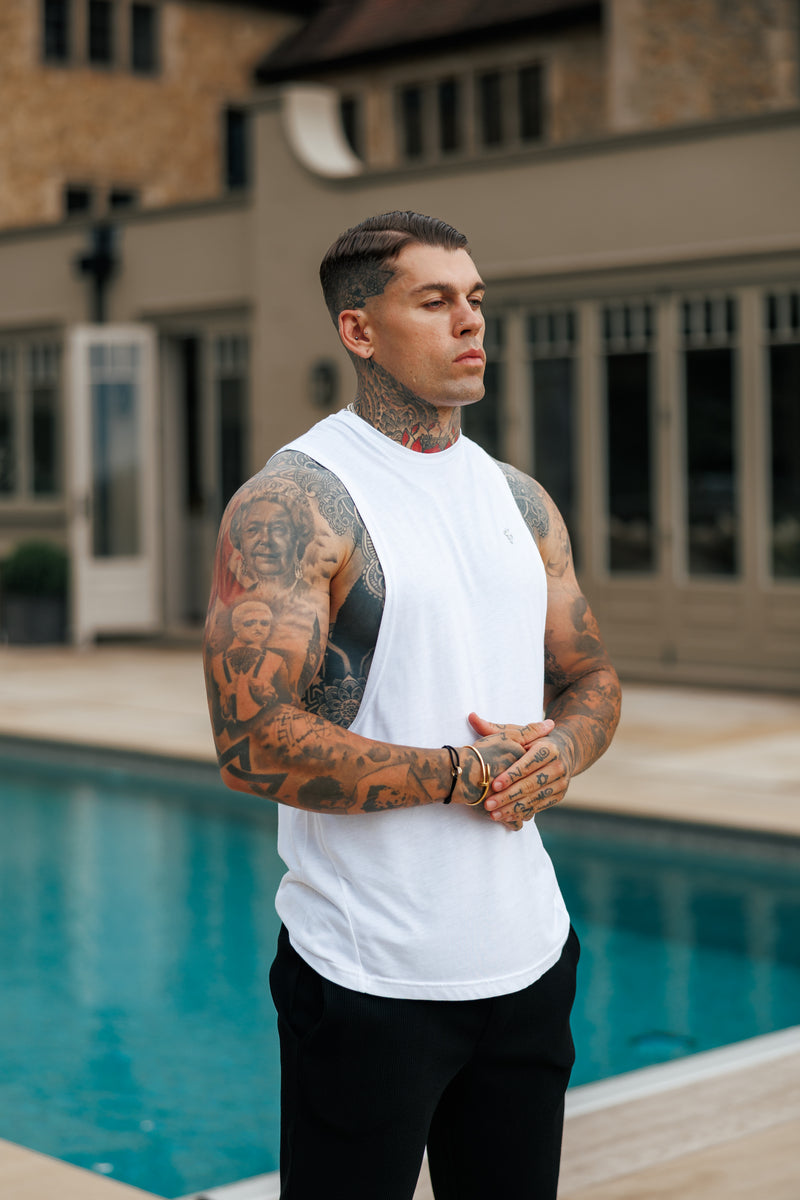 Father Sons Classic Bamboo Dropped Armhole White / Silver Vest - FSH1377