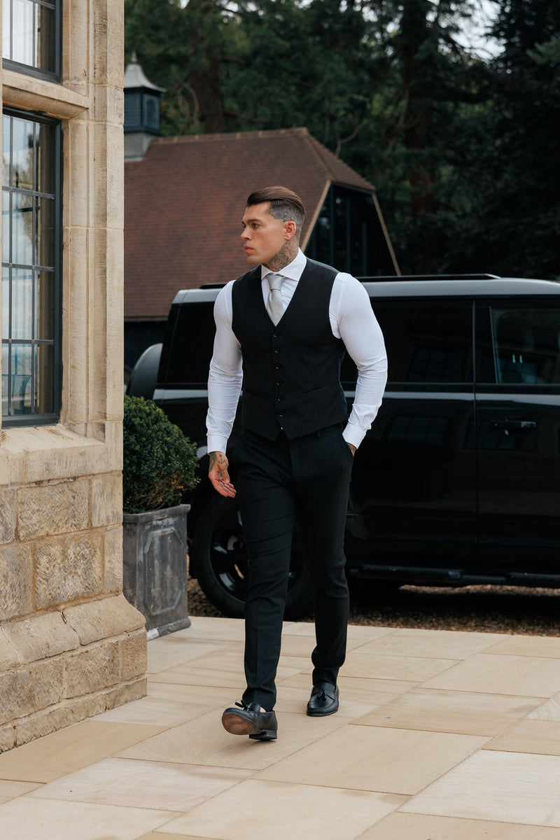 Father Sons Relaxed Formal Black Stretch Trousers - FSTR020 RELAXED