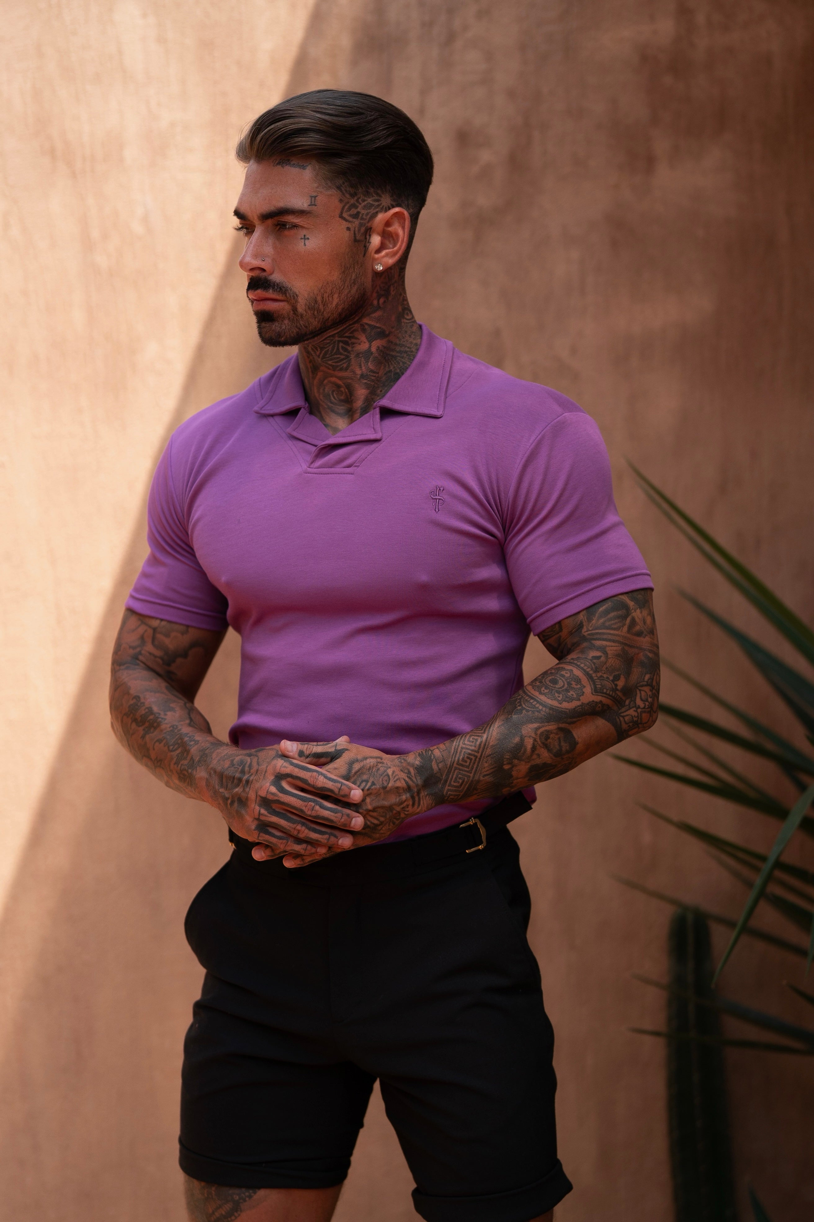 Classic Polo With Revere Collar Light Purple - FSH1120