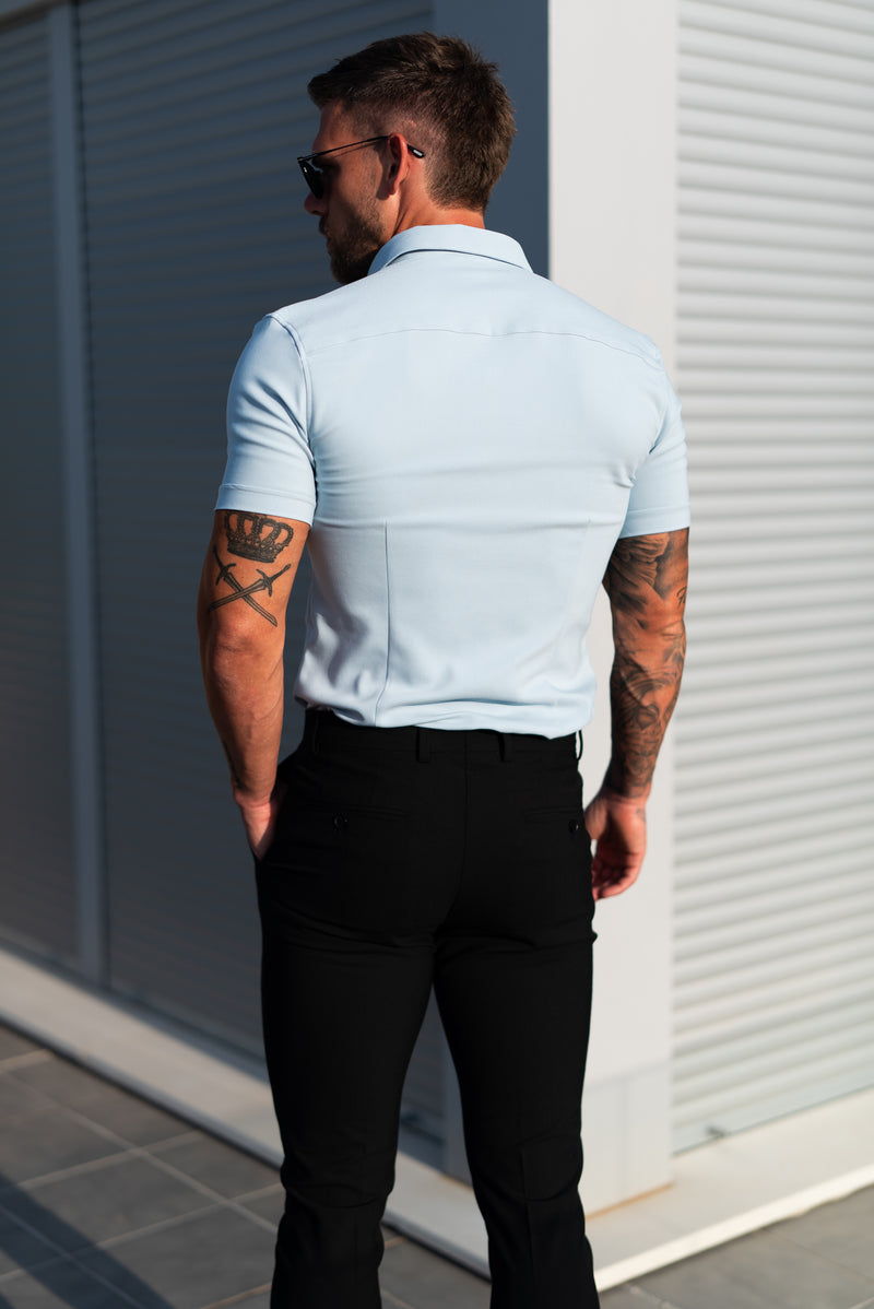 FS Super Slim SS Powder Blue Scuba with Button Down Collar - FS1121