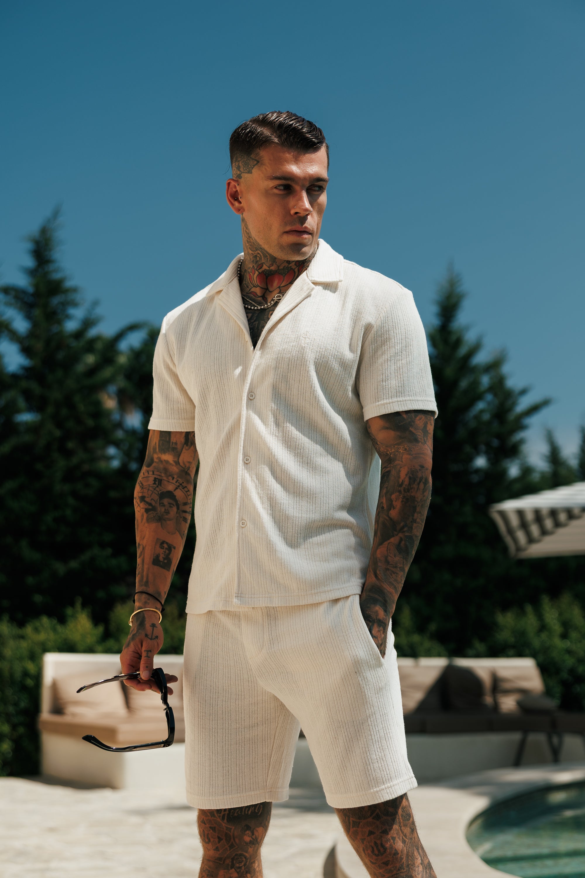 Waffle Revere Short Sleeve Shirt Off White  - FSR109