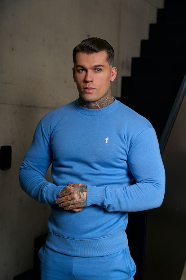 FS Plain Blue Crew Sweater With FS Branding - FSH1188