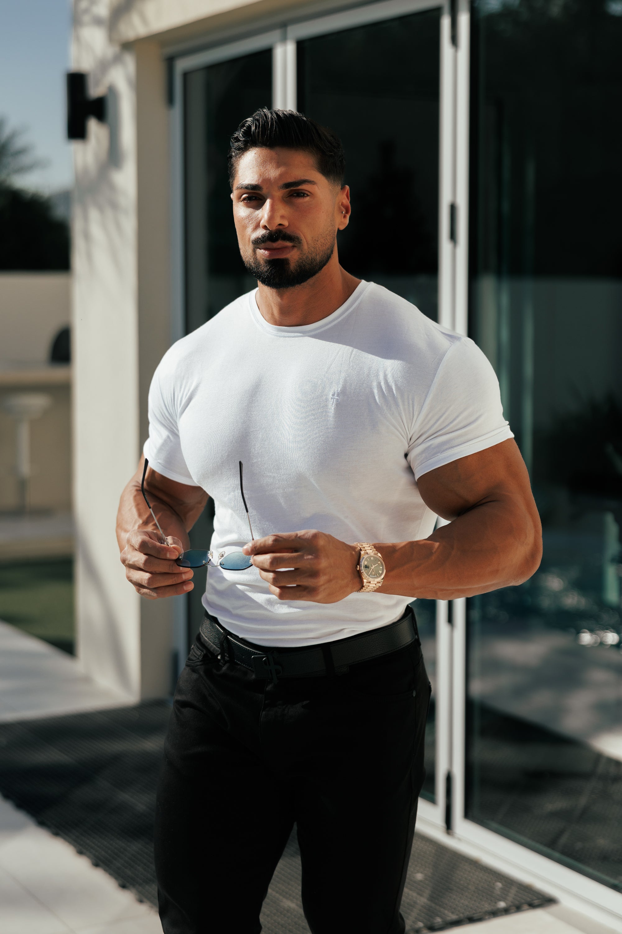 White Bamboo Crew T Shirt - FSH576