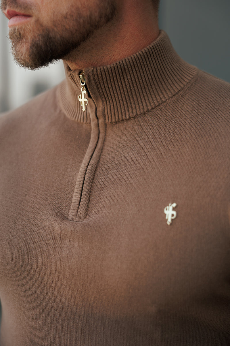 FS Camel Funnel Neck Knitted Jumper With FS Branding -  FSN187