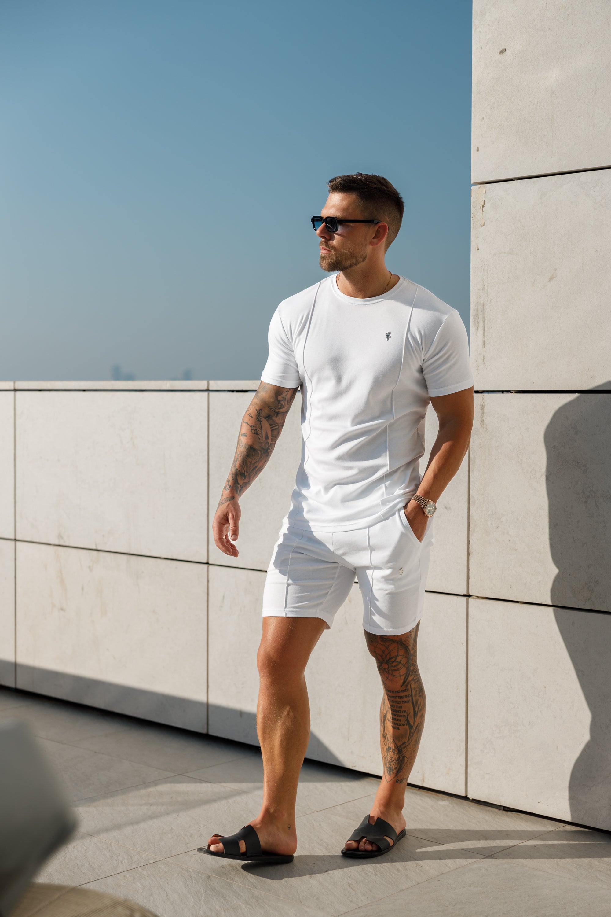White / Silver Elasticated Drawstring Pintuck Shorts - FSH1054