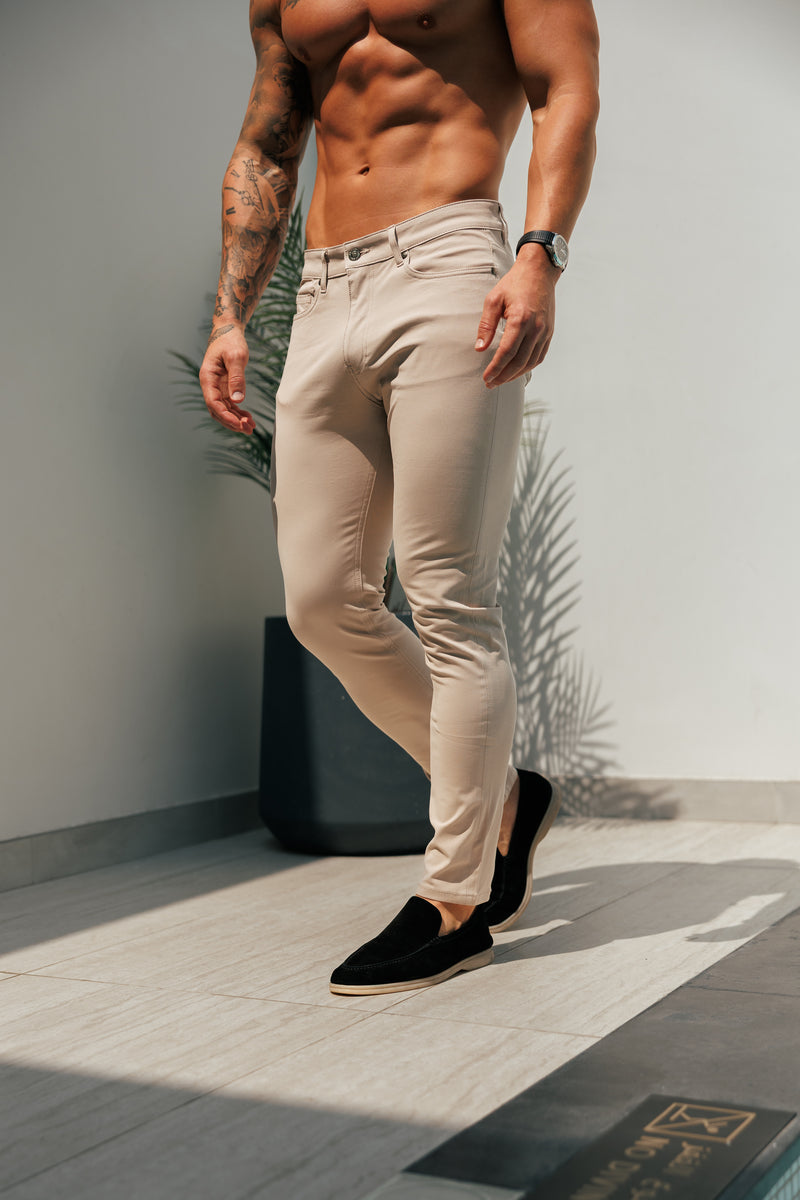 Father Sons Ultra Stretch Beige Relaxed Jeans - FSJEAN008