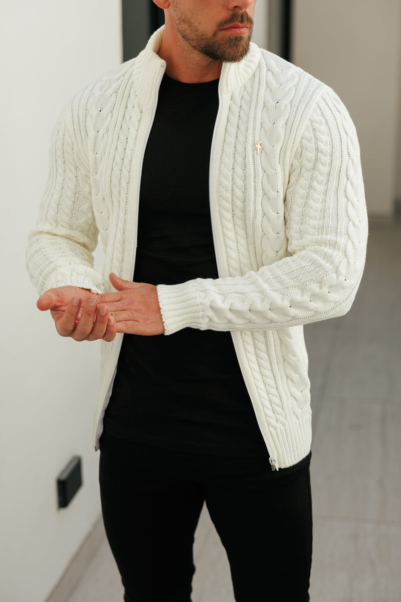 Father Sons Funnel Neck Full Zip Cardigan Beige Fleck -  FSJ148 (PRE ORDER 21ST DECEMBER)