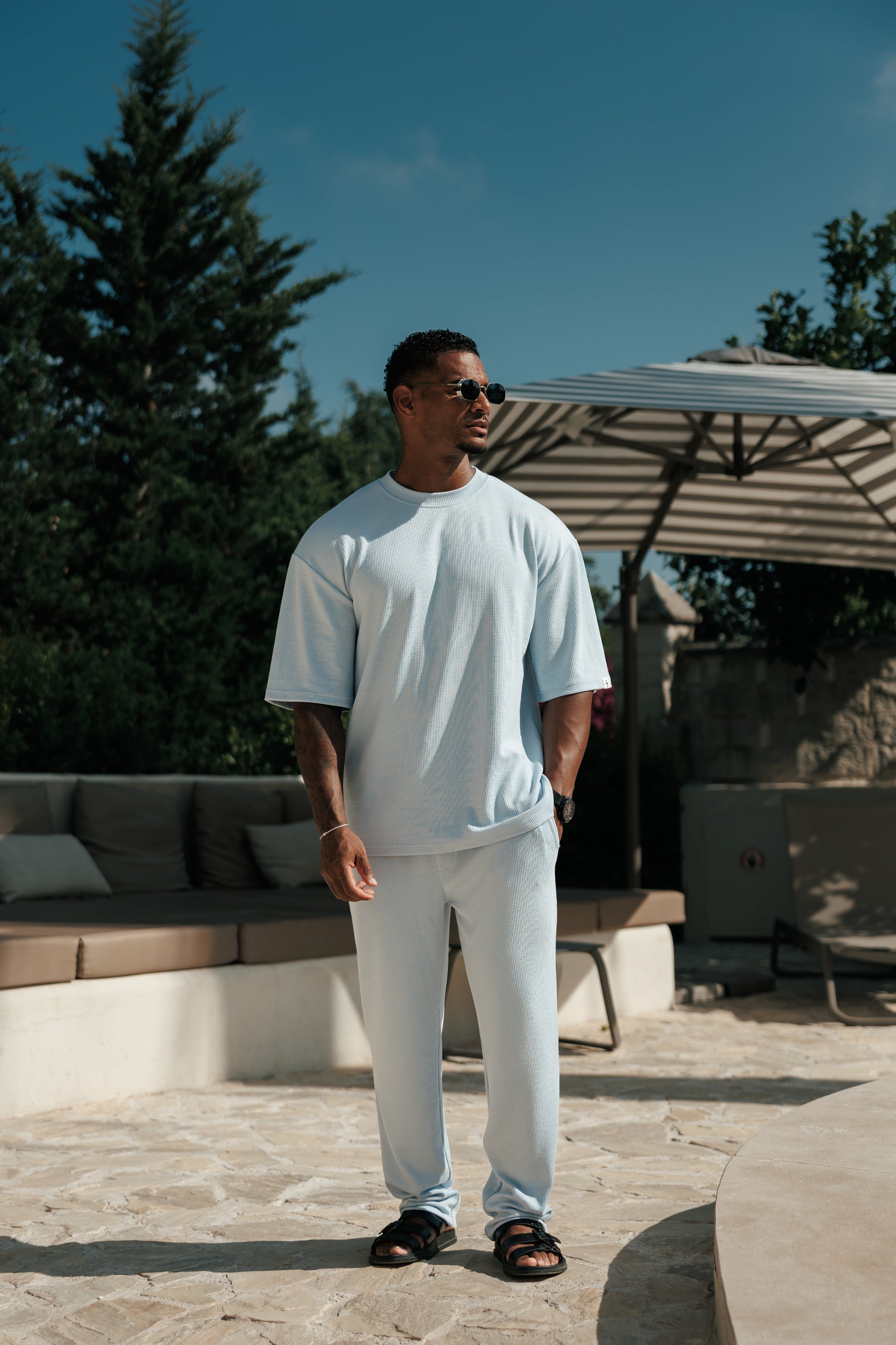 Jersey Cord Slim Light Blue Trousers - FSR090