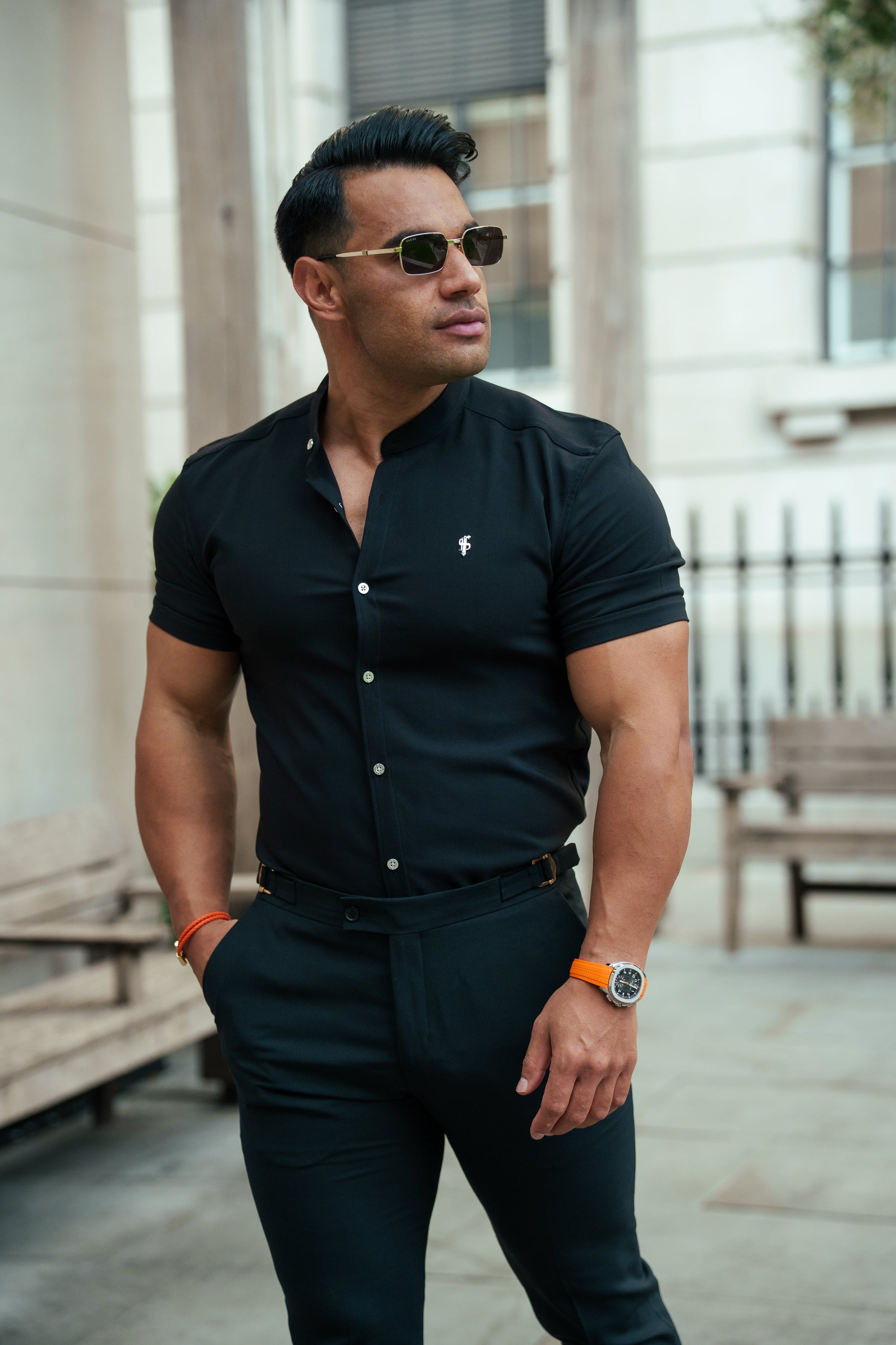 Super Slim SS Black Scuba with Grandad Collar - FS1192