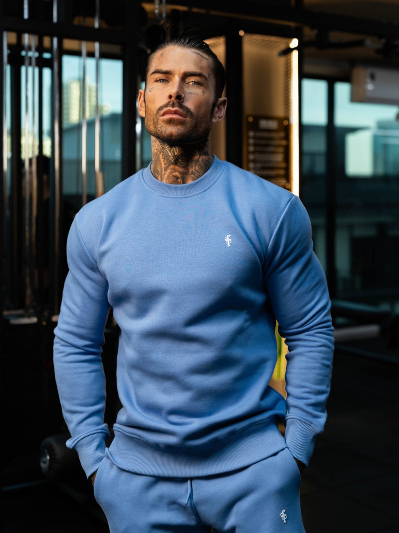 FS Plain Blue Crew Sweater With FS Branding - FSH1188