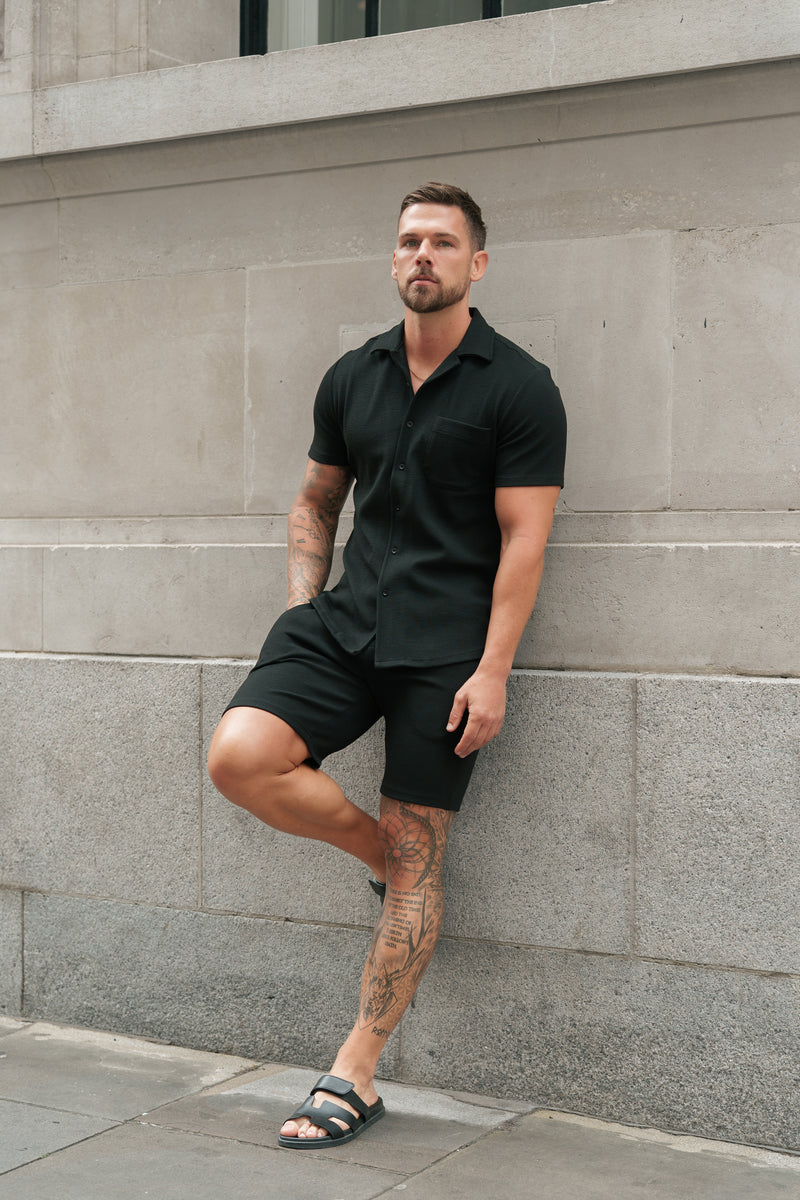 Father Sons Jersey Cord Black Shorts - FSR012