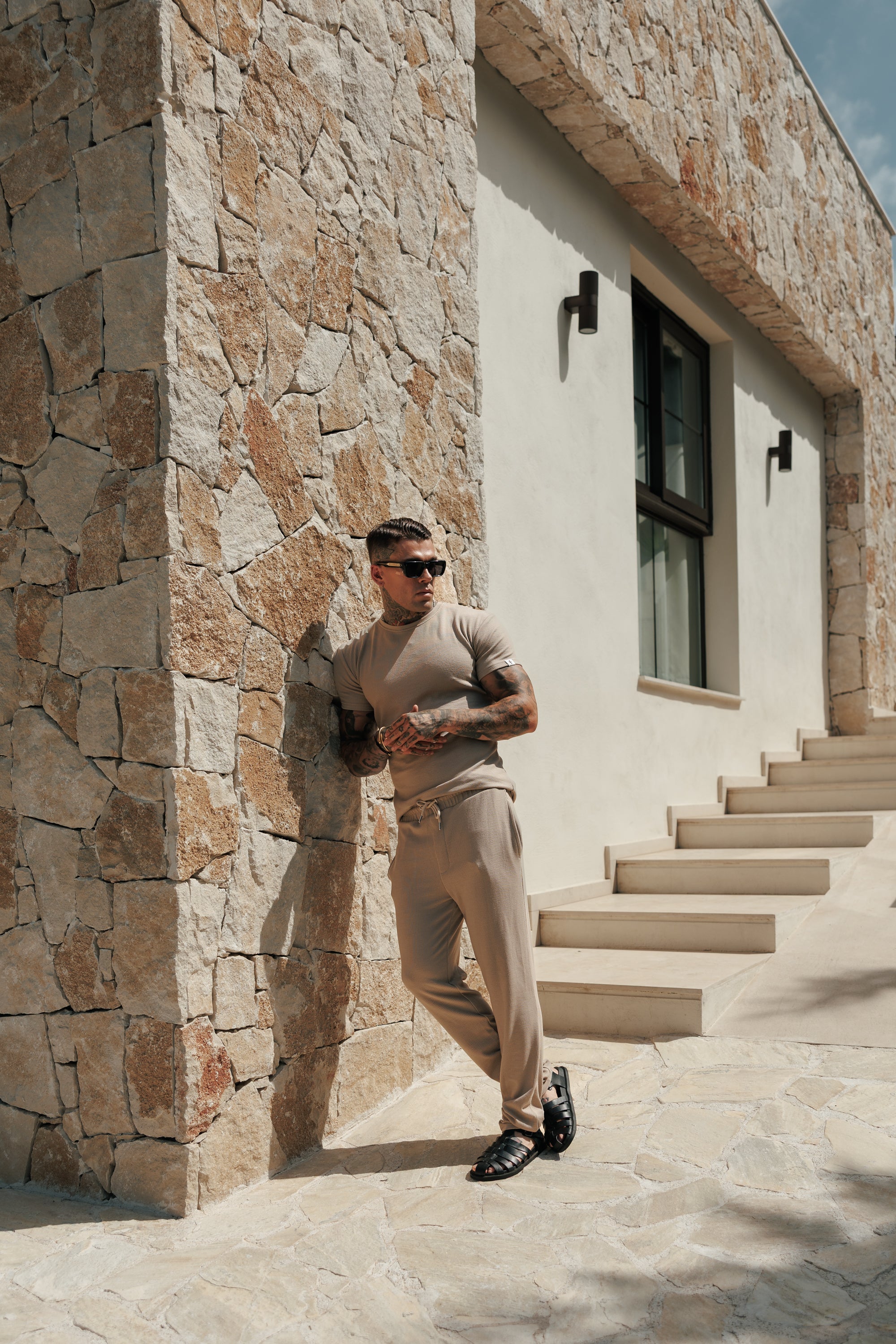 Jersey Cord Slim Beige Trousers - FSR089