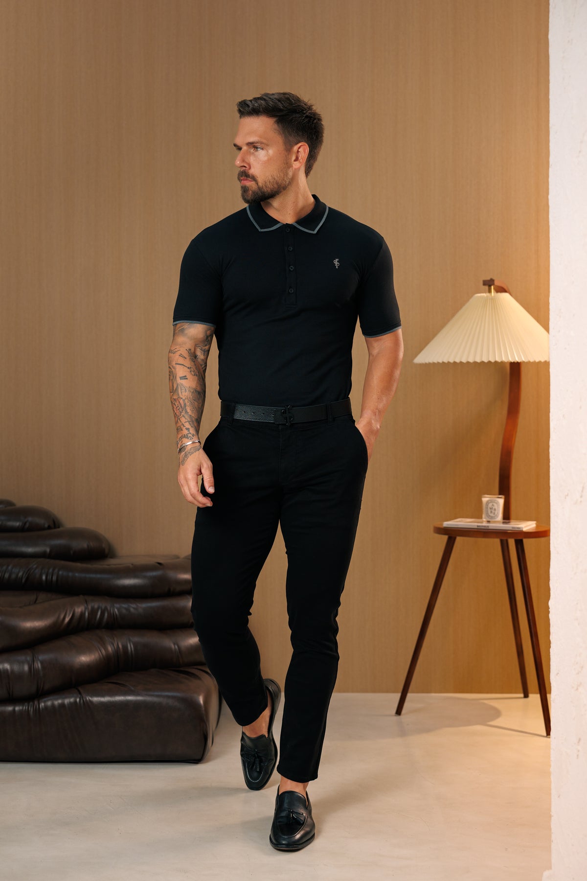 Black Chino Trousers With Belt Loops - FSH1490