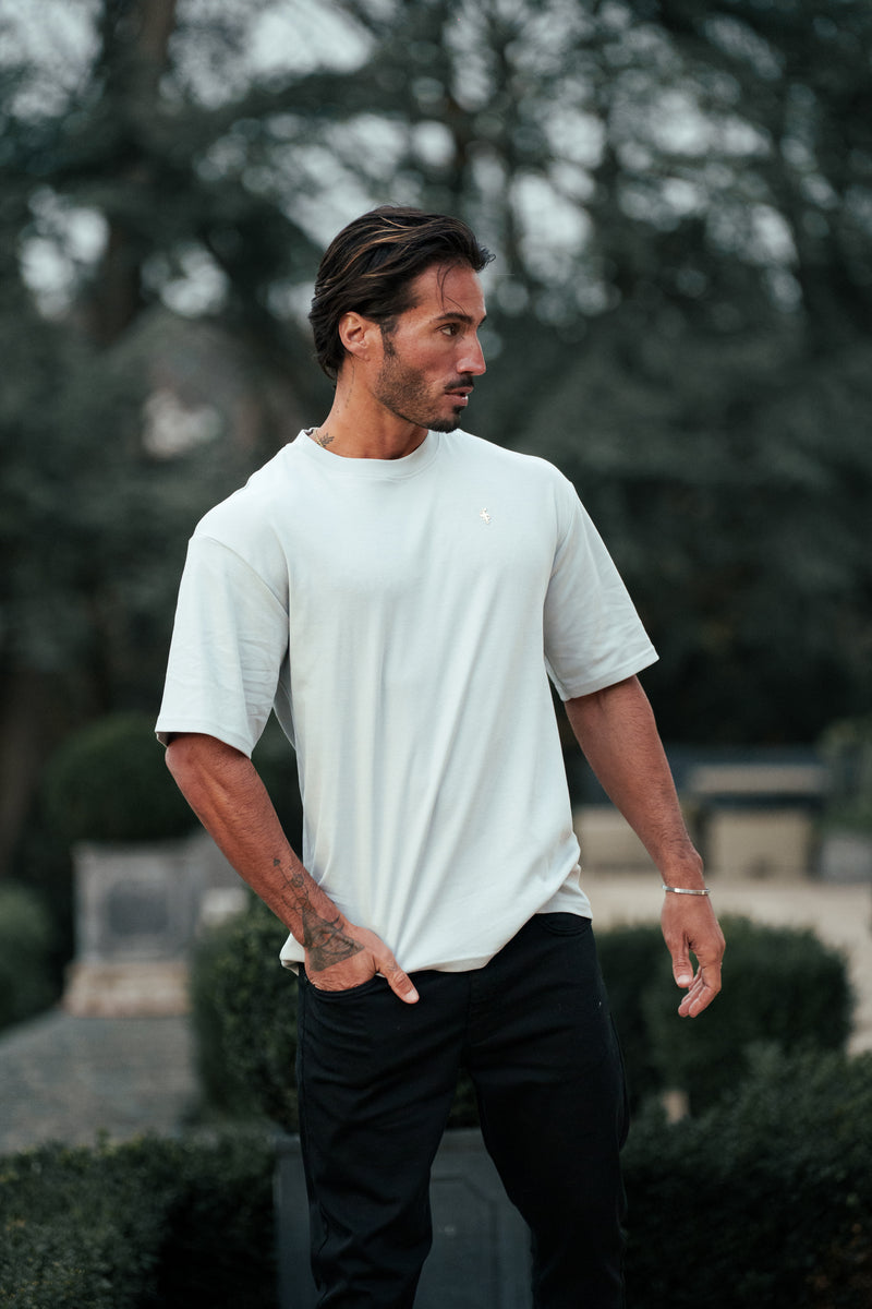 Father Sons Classic Light Grey / Silver Oversized Crew T Shirt - FSH1421