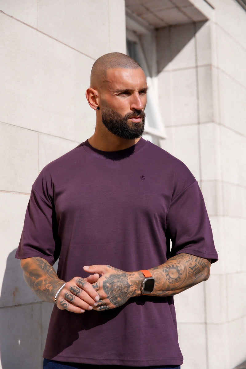 Father Sons Classic Plum Oversized Crew T Shirt - FSH871