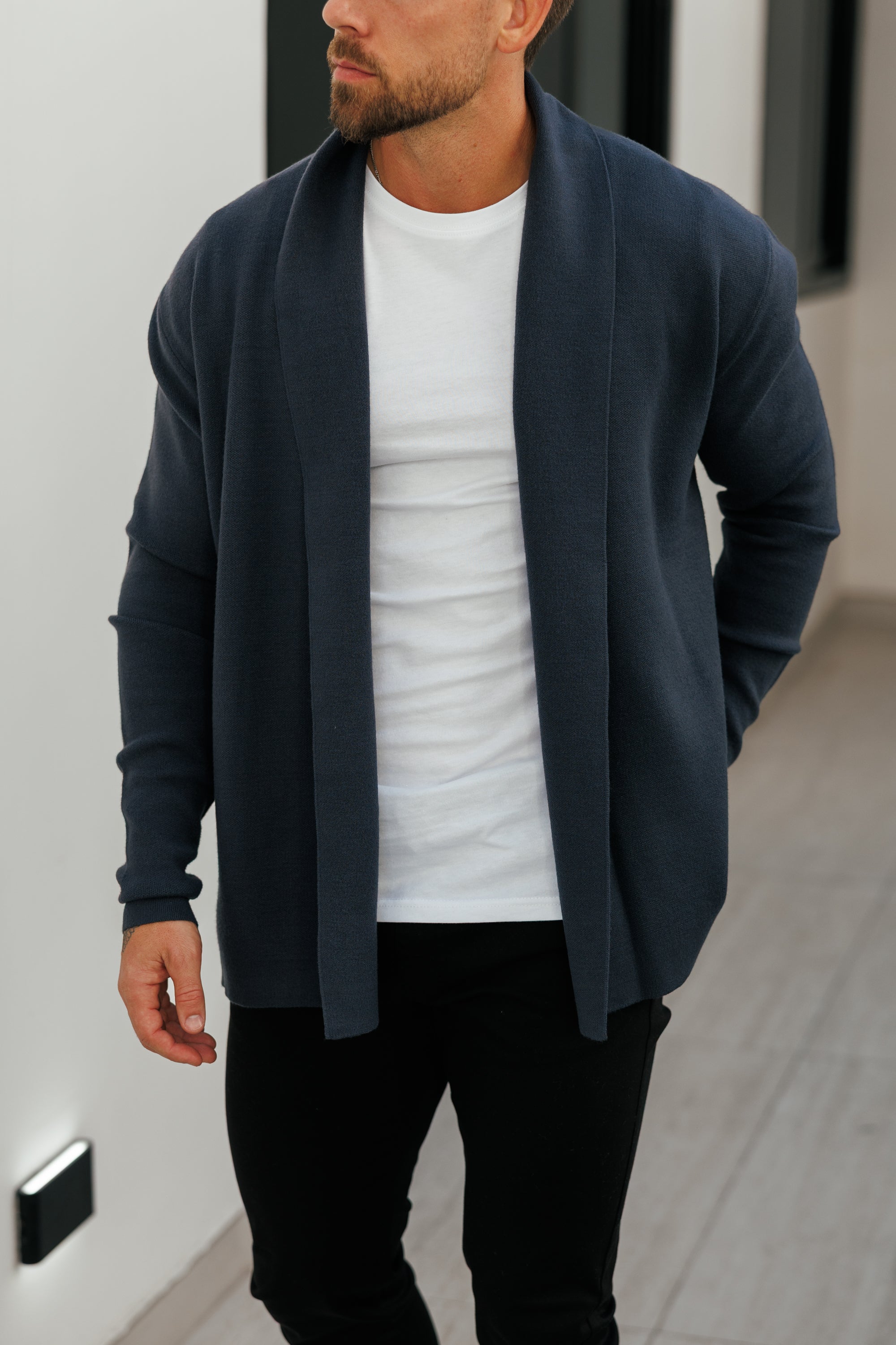Soft Touch Shawl Cardigan Charcoal -  FSA004