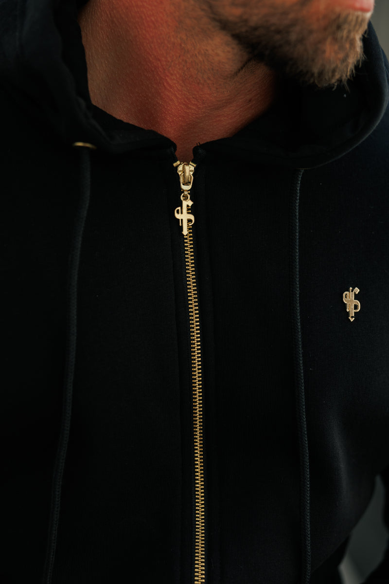 FS Black / Gold Full Zip Hoodie with Pockets - FSH1438 (PRE ORDER 16TH DECEMBER)