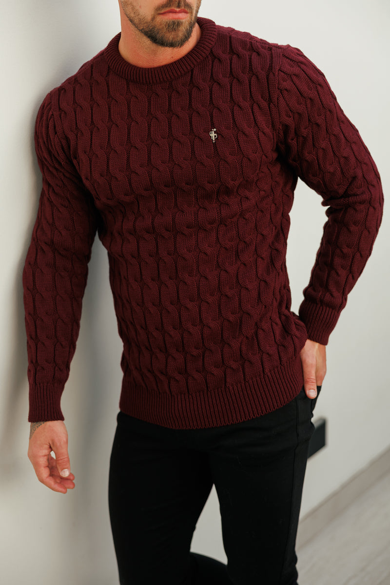 Father Sons Link Weave Knit Wine Crew Neck Jumper - FSJ131