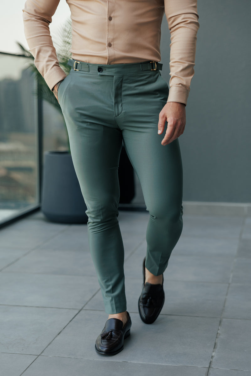 Father Sons Slim Formal Khaki Stretch Pants with Side Adjusters - FST026 