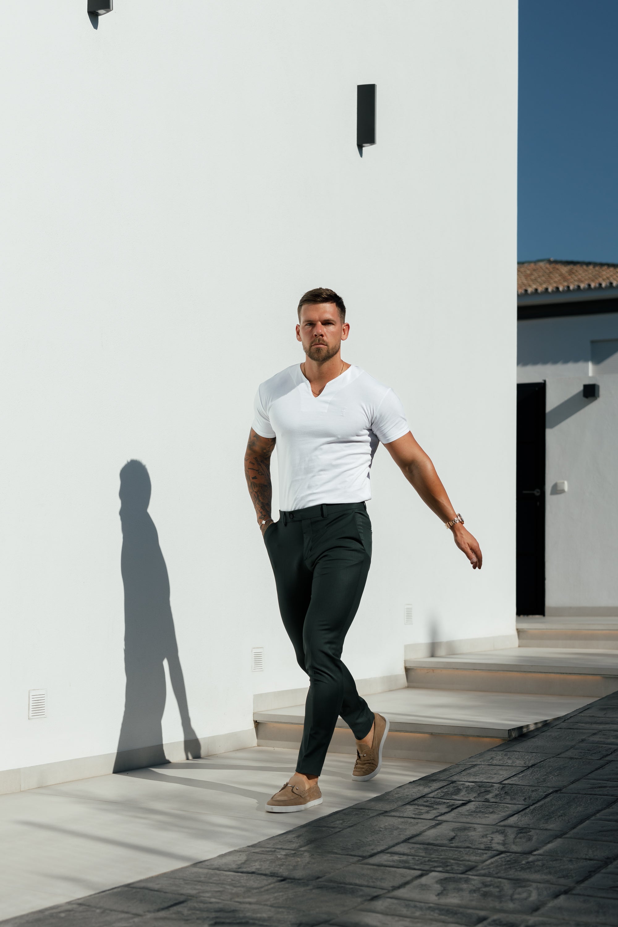 Advanced V Neck Crew Short Sleeve White - FSH1011