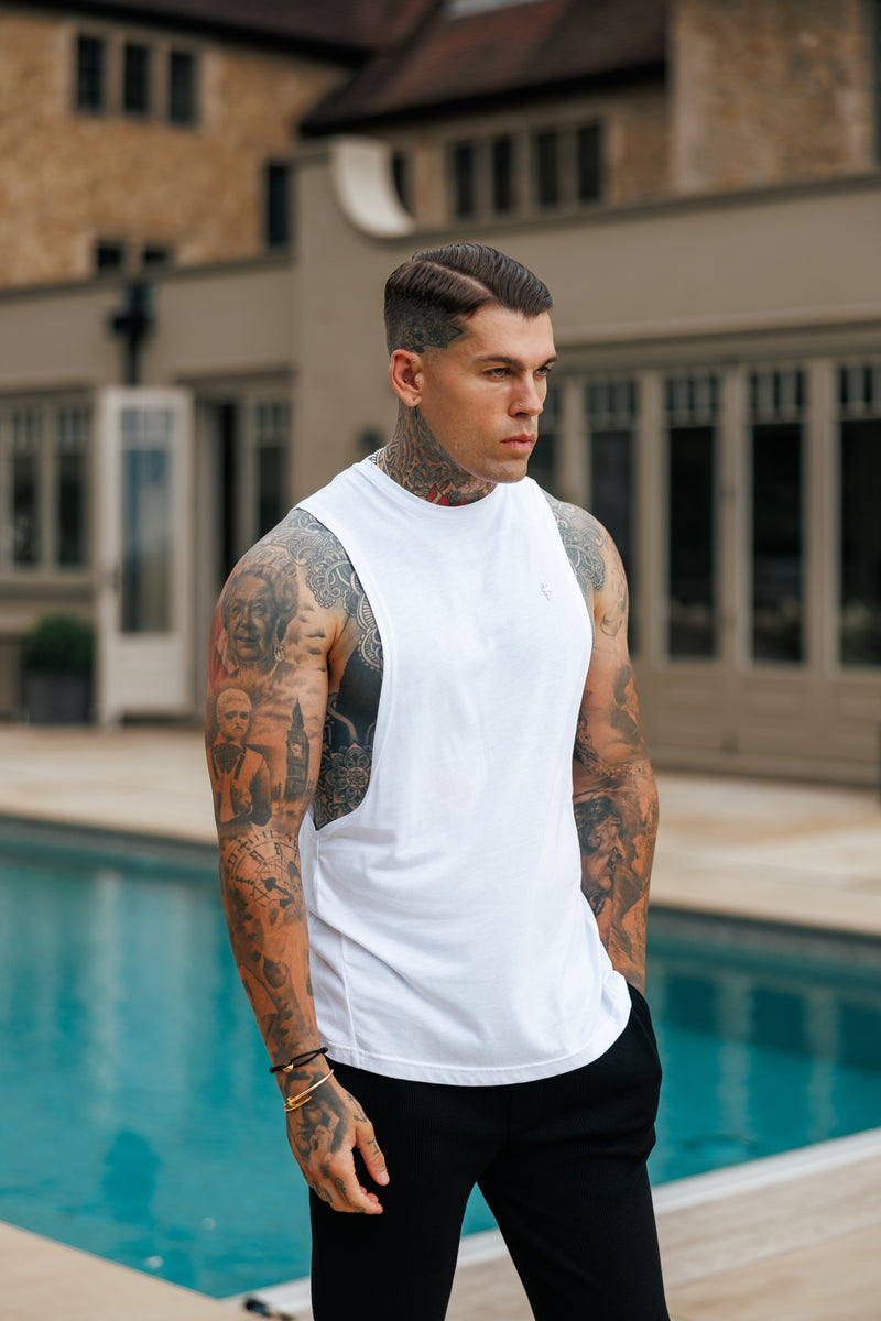 Father Sons Classic Bamboo Dropped Armhole White / Silver Vest - FSH1377