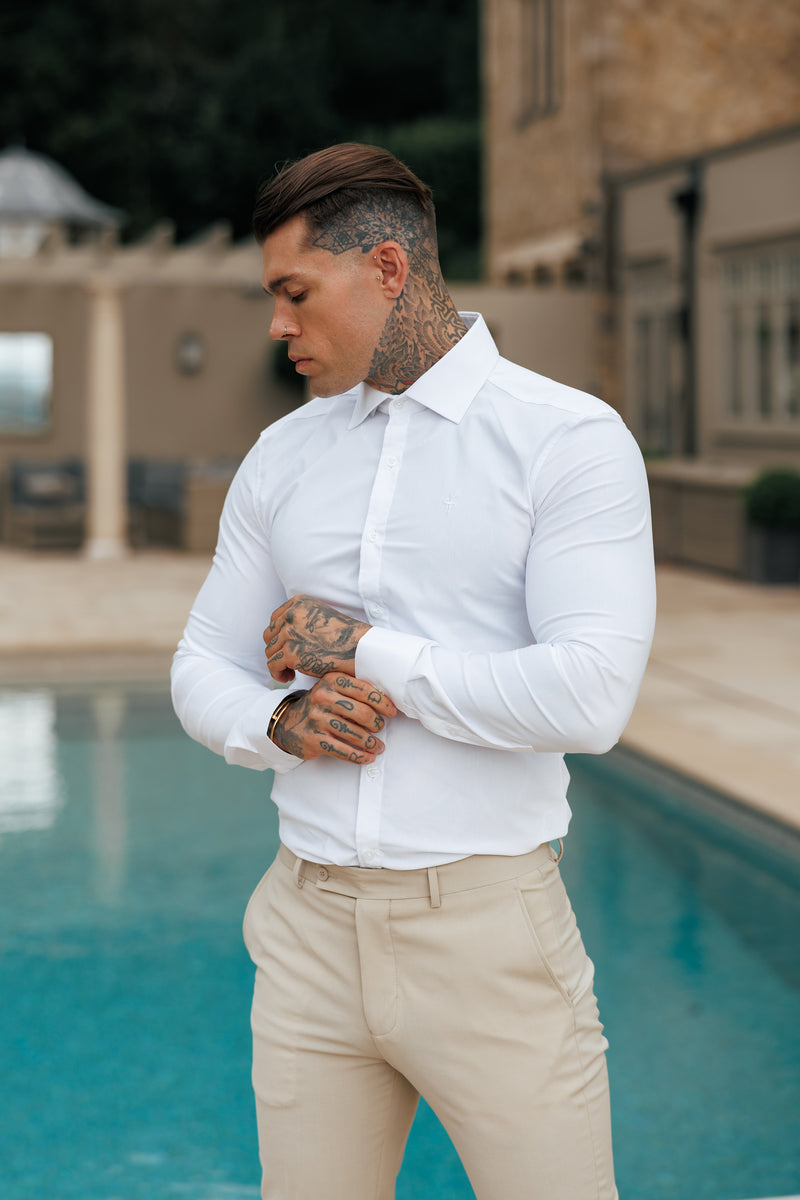 Father Sons Super Slim Stretch Classic White with Cutaway Collar - FS1183