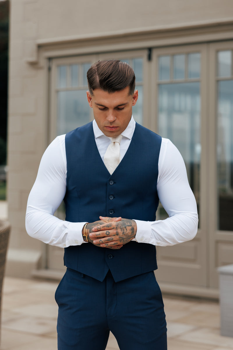 Father Sons Slim Formal Waistcoat Navy - FSW012