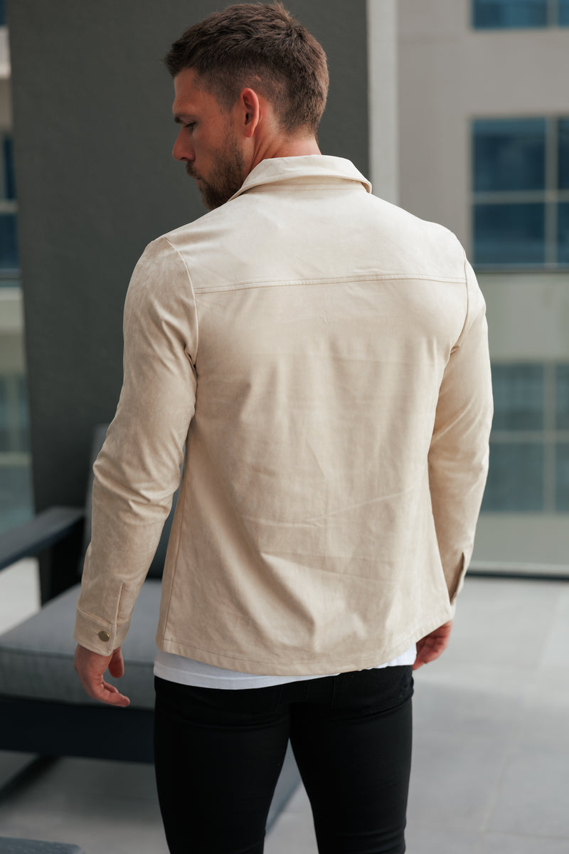 FS Suede Feel Button Up Jacket Beige / Gold - FSN219
