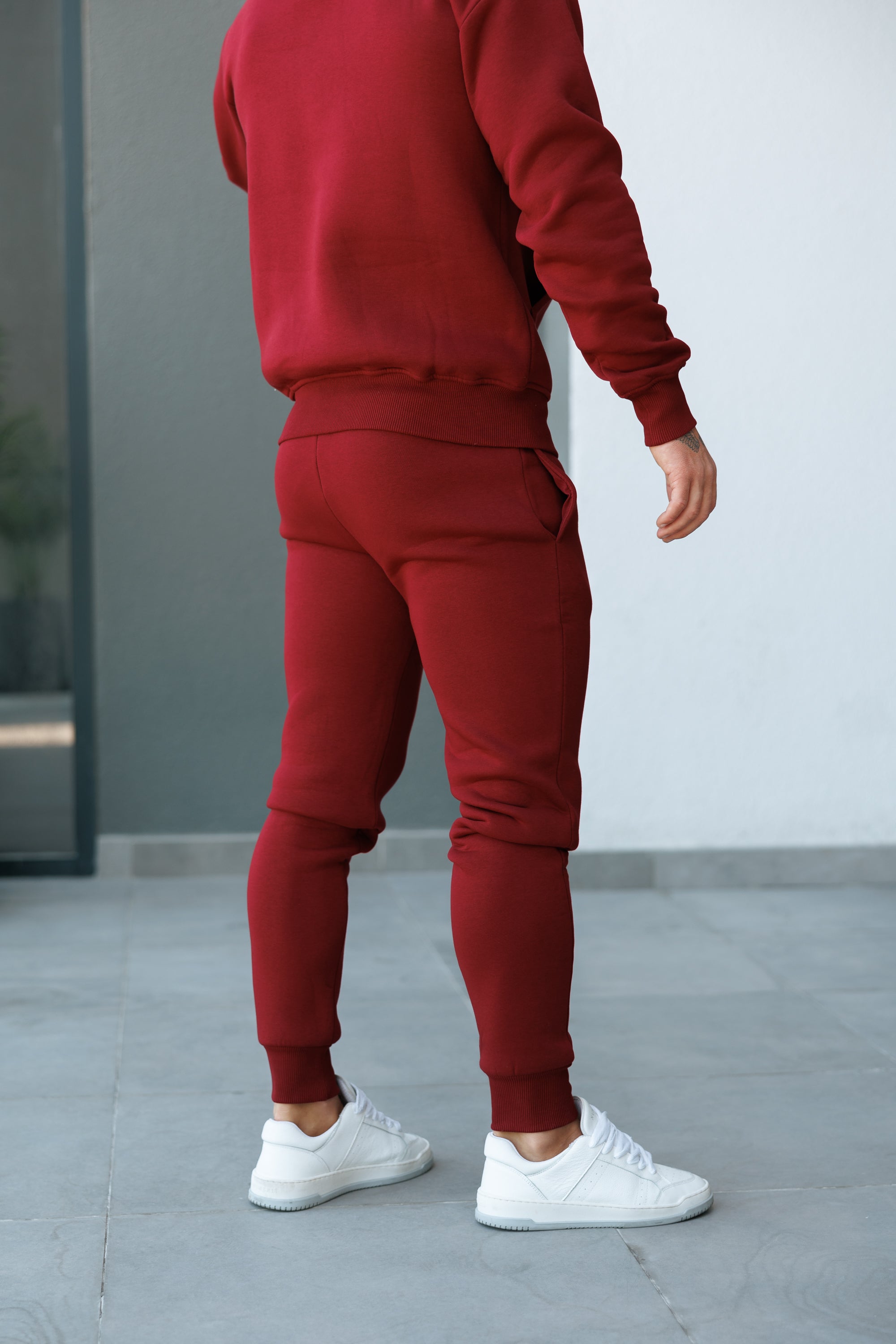 Burgundy Oversized Hoodie With Functional FS Stud - FSR008