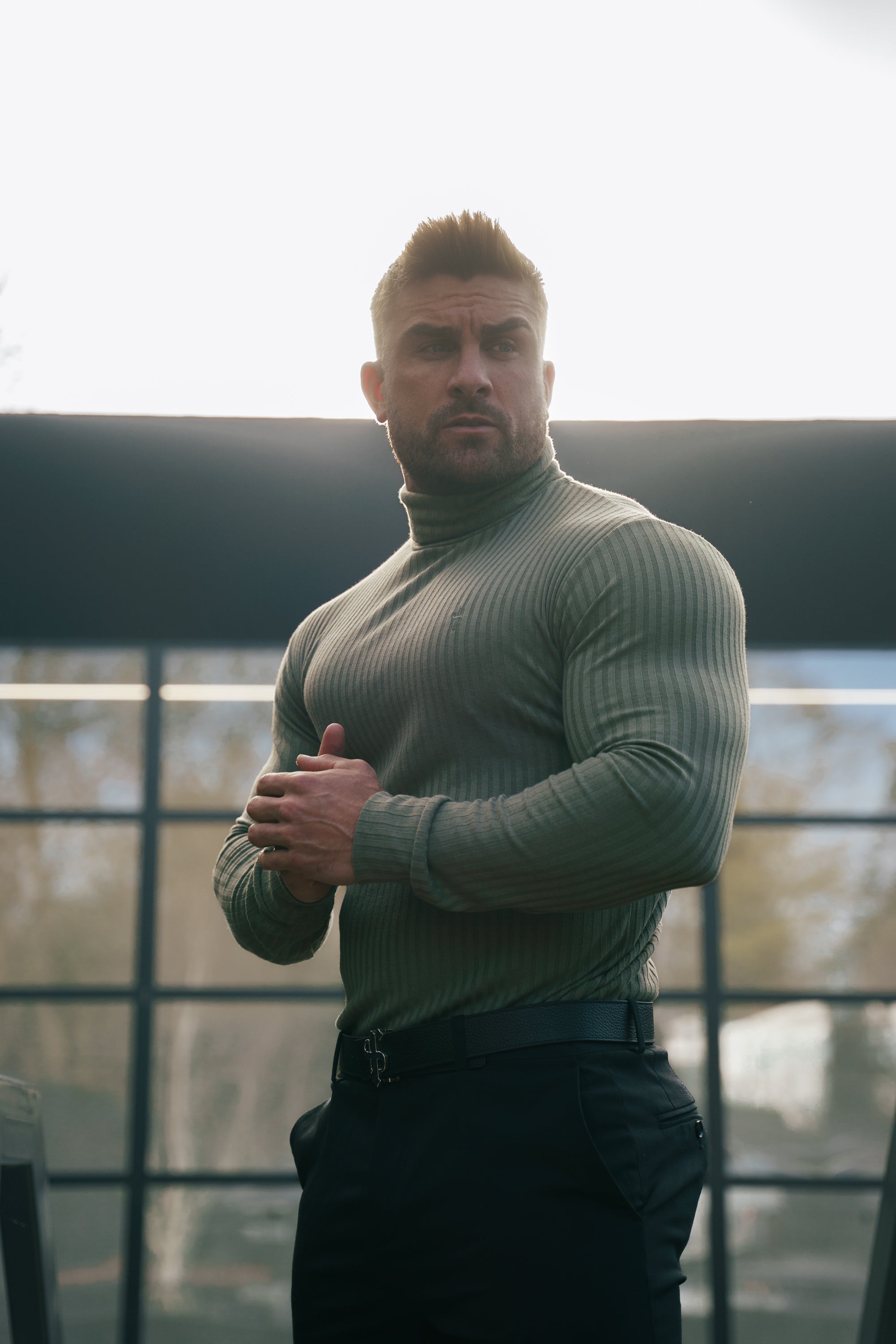 Father Sons Classic Olive Ribbed Knit Roll-neck Jumper - FSH1300 