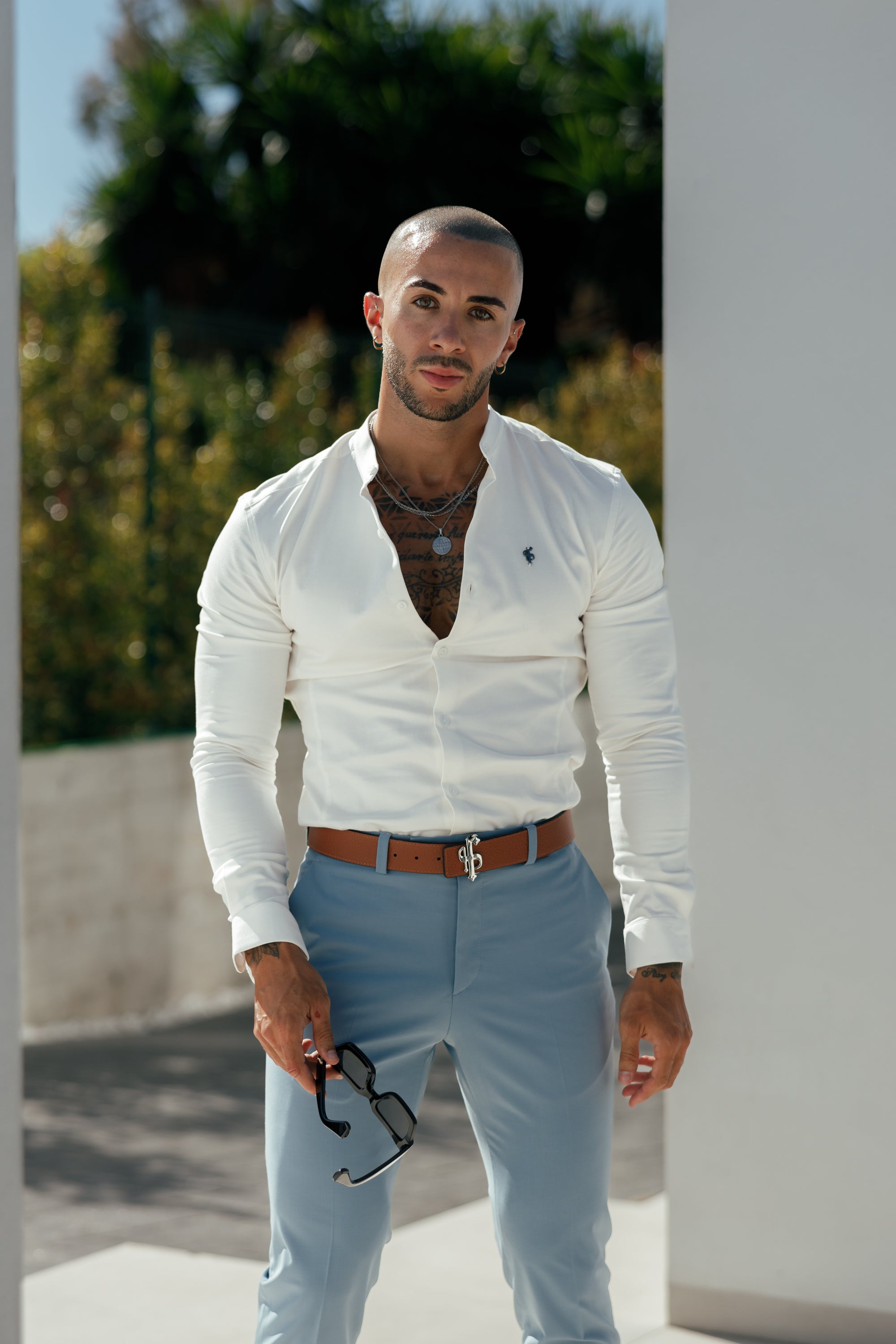 Father Sons Slim Formal Airforce Blue Stretch Pants - FST025  