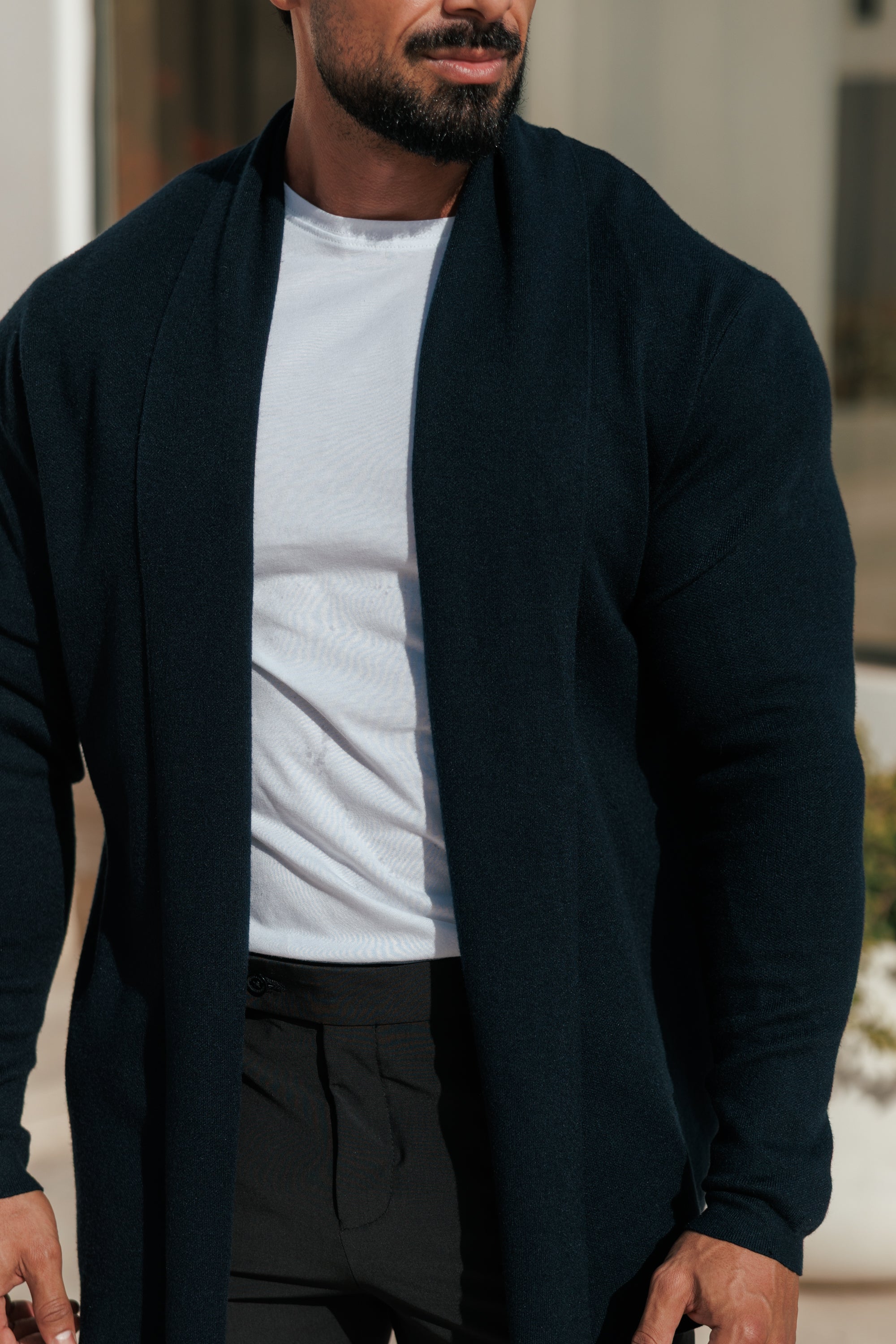Soft Touch Shawl Cardigan Navy -  FSA002