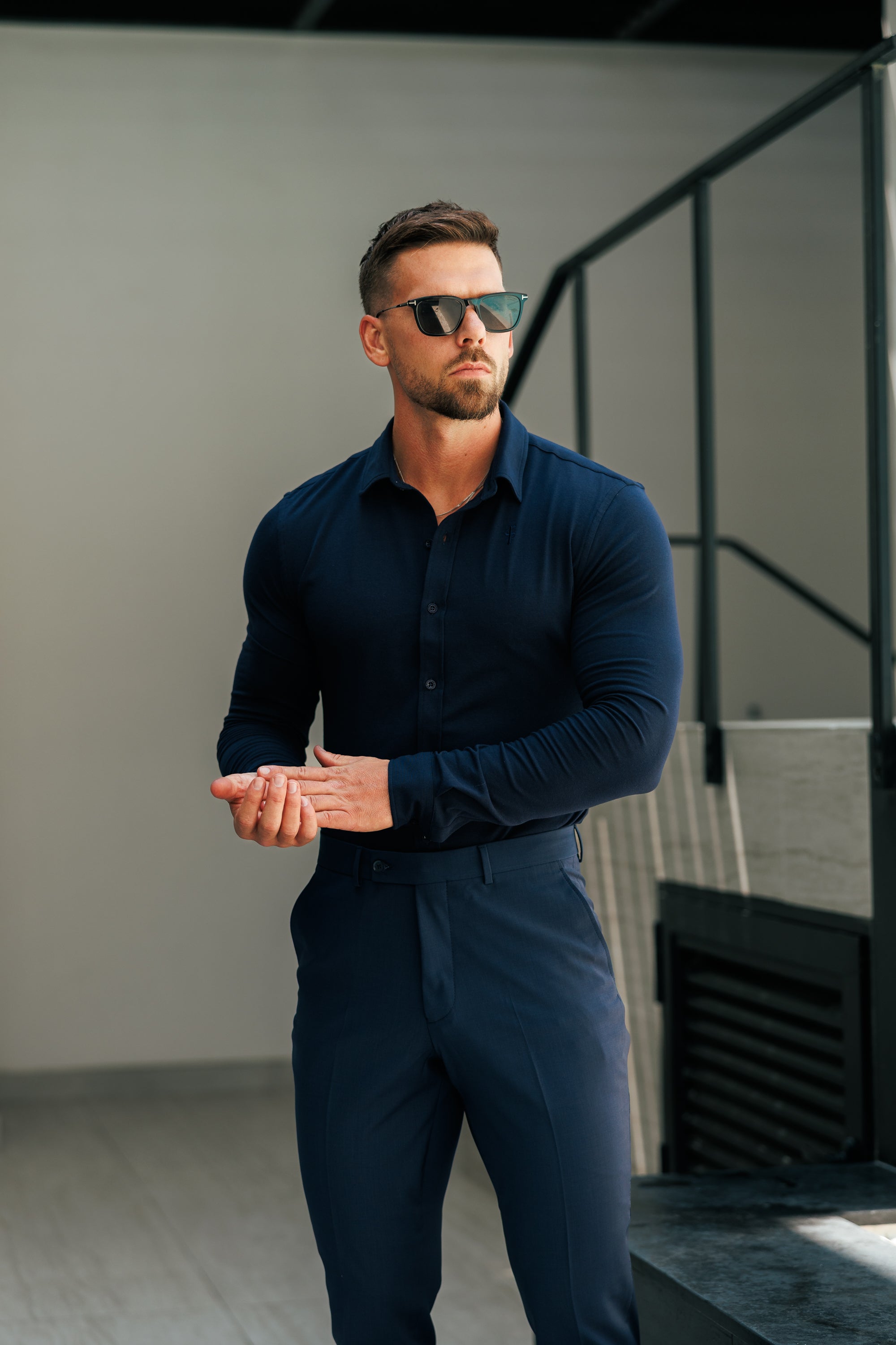 Fitted Navy Long Sleeve Jersey - FSD006