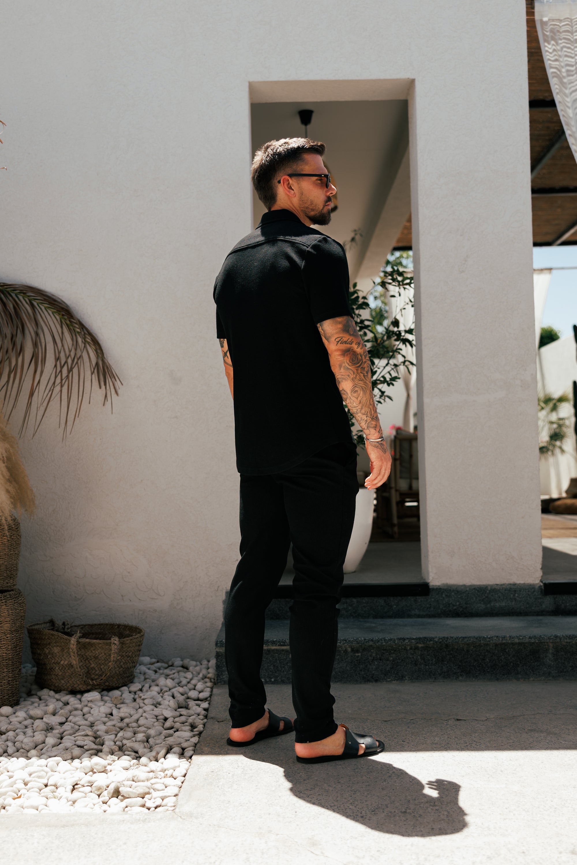Jersey Cord Slim Black Trousers - FSR016
