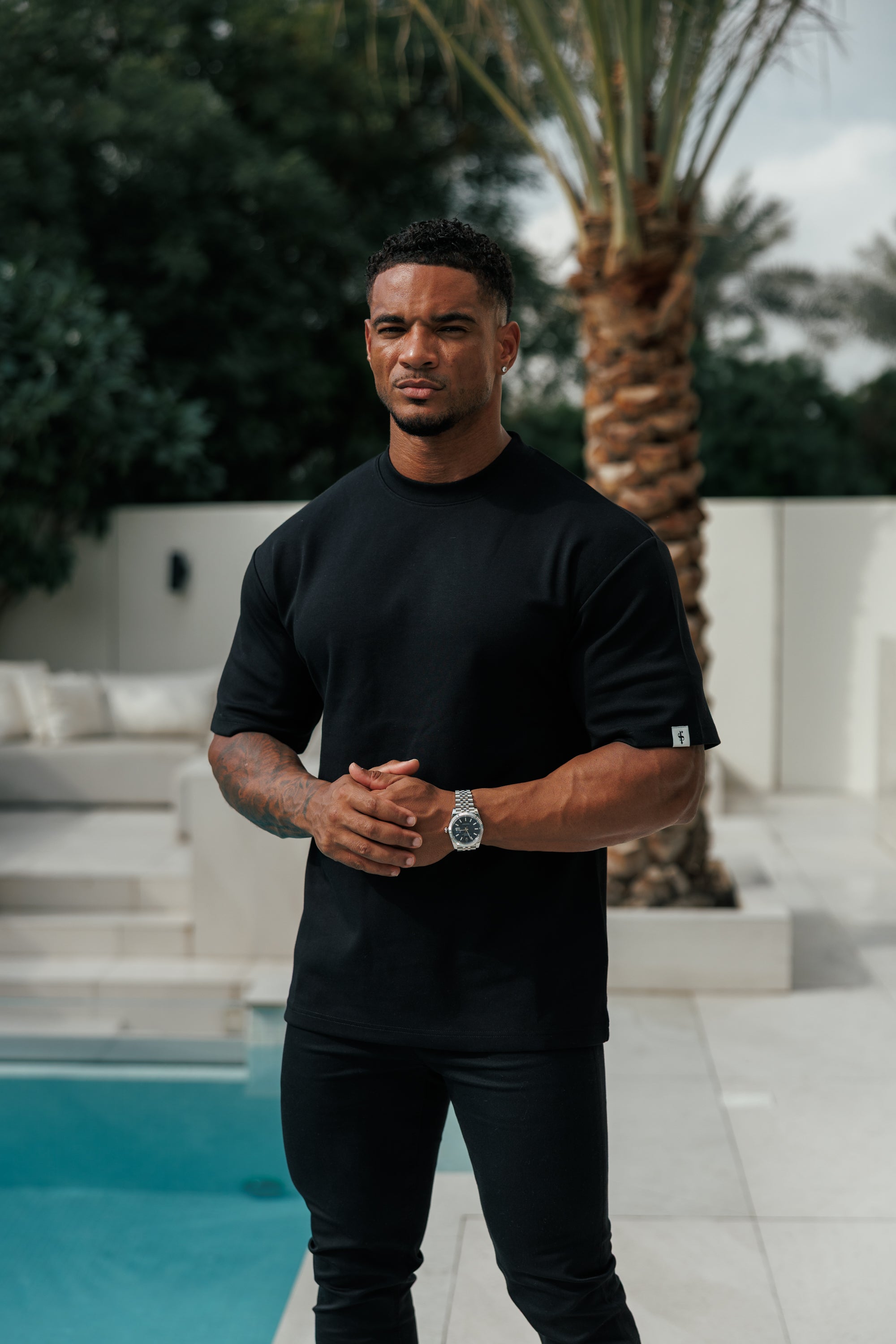 Classic Heavyweight Oversized Crew T Shirt Black - FSR042