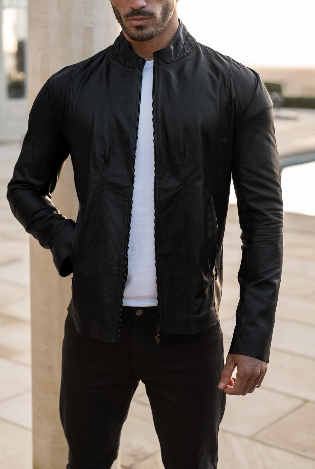 Black Lambs Leather Jacket - FSH1424